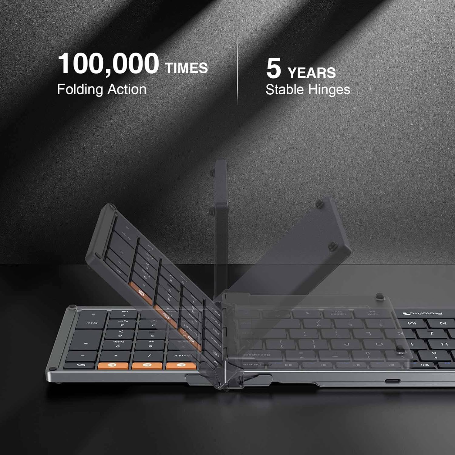 TECLADO PLEGABLE BLUETOOTH PROTOARC XK01 FULL-SIZE GRIS ESPACIAL - 2