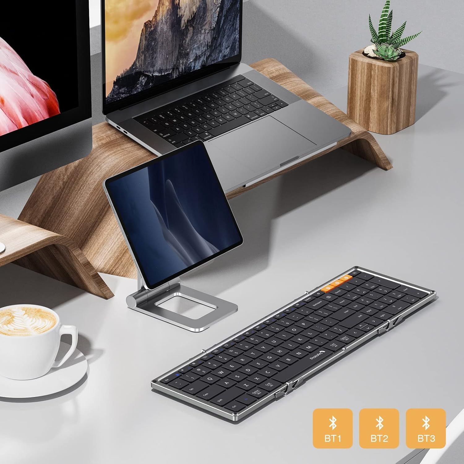TECLADO PLEGABLE BLUETOOTH PROTOARC XK01 FULL-SIZE GRIS ESPACIAL - 3