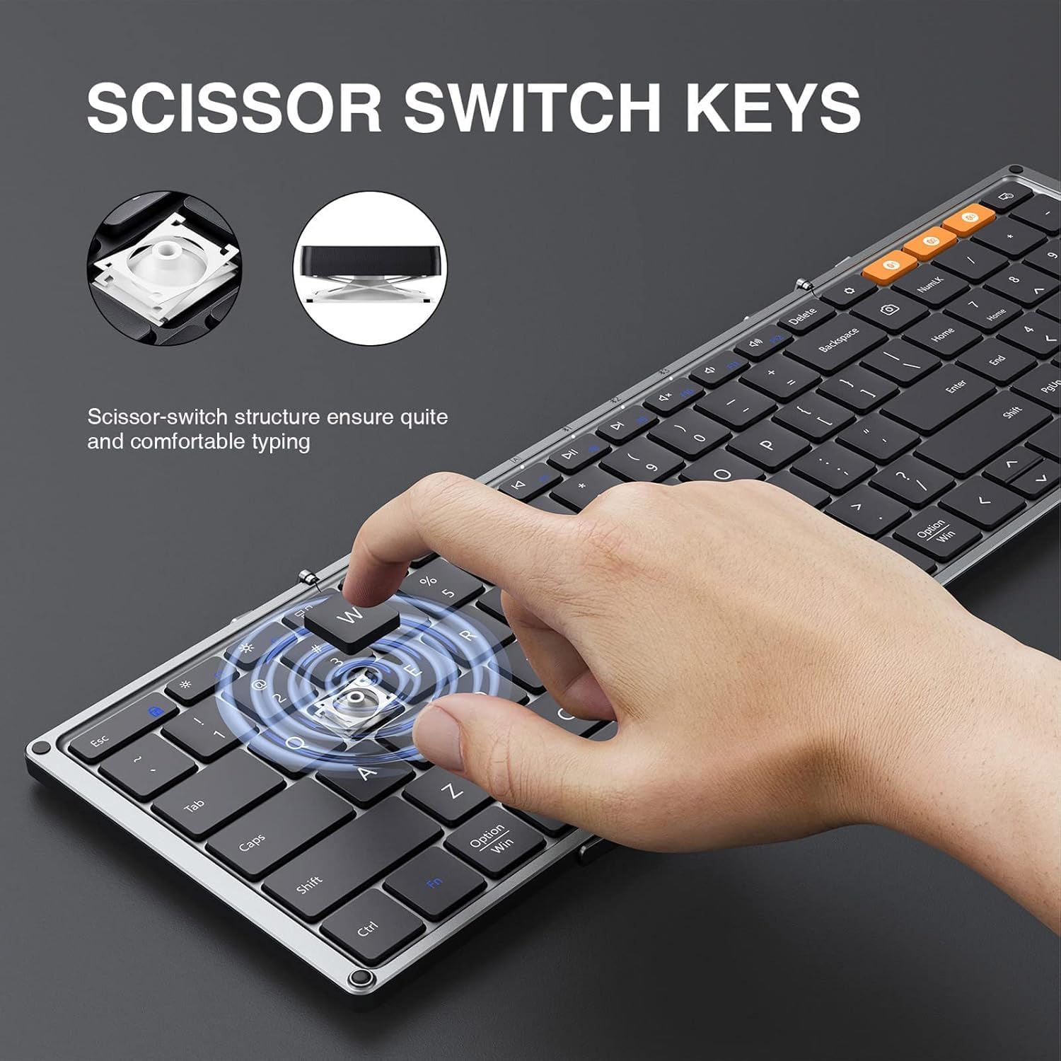 TECLADO PLEGABLE BLUETOOTH PROTOARC XK01 FULL-SIZE GRIS ESPACIAL - 5