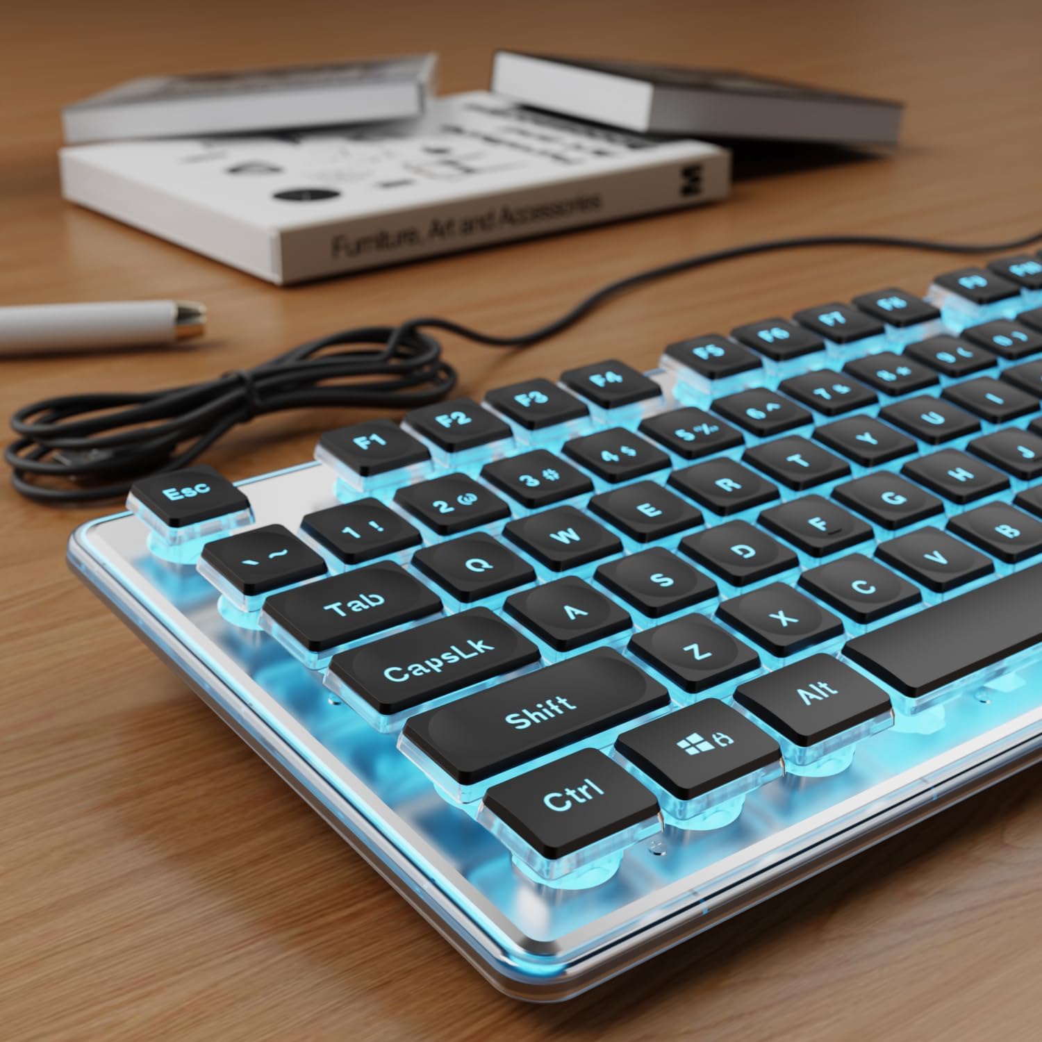 TECLADO CON CABLE SEUNKWANG GX710S RETROILUMINADO AZUL - 1
