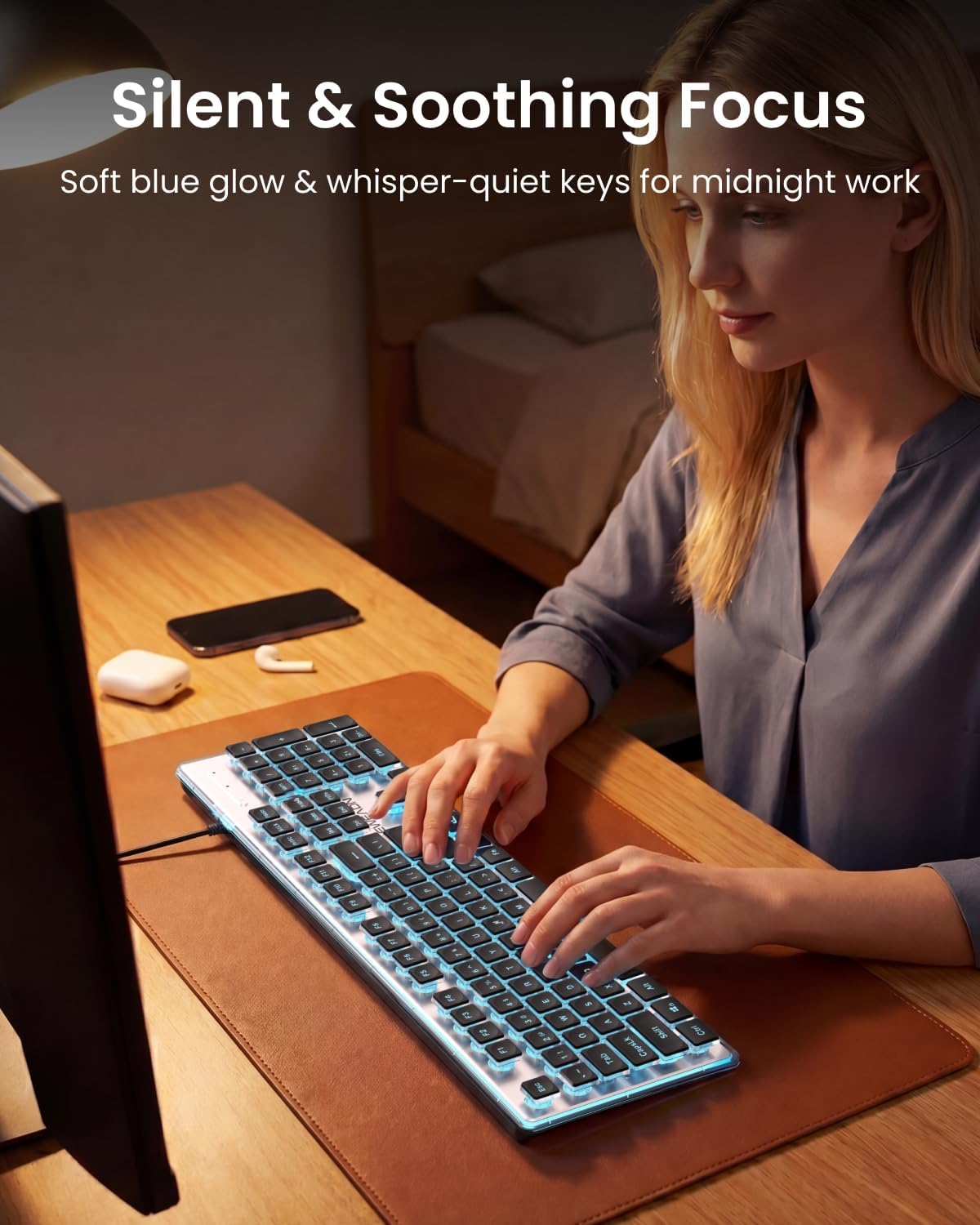TECLADO CON CABLE SEUNKWANG GX710S RETROILUMINADO AZUL - 5