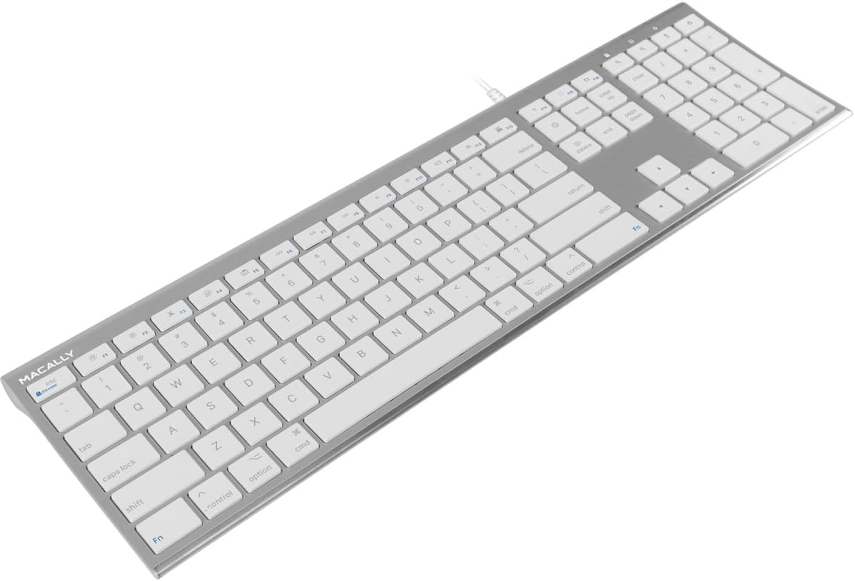 TECLADO USB MACALLY ULTRA SLIM CON TECLADO NUMÉRICO Y TECLAS MAC, ACABADO ALUMINIO PLATEADO - 4