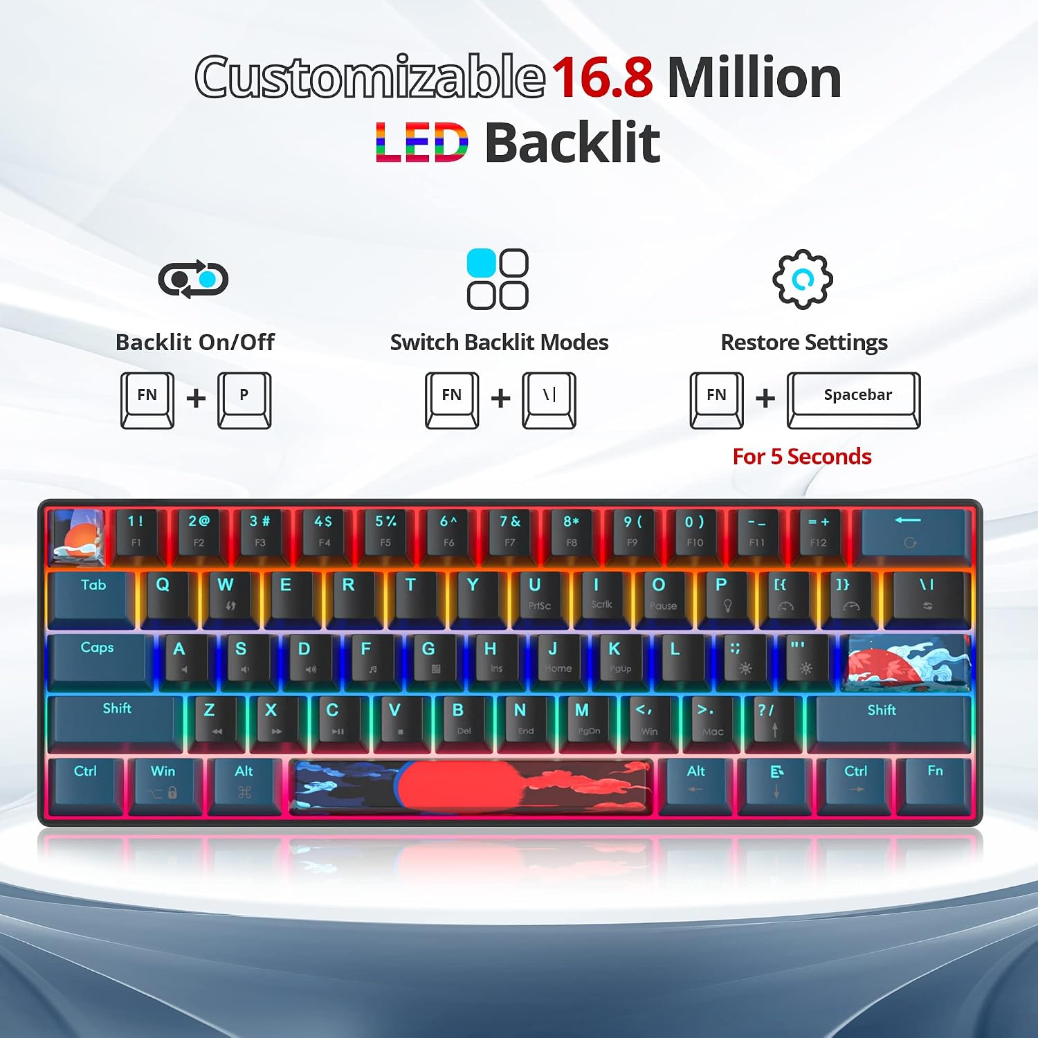 TECLADO MECÁNICO CABLEADO OWPKEENTHY 60% COMPACTO - 2
