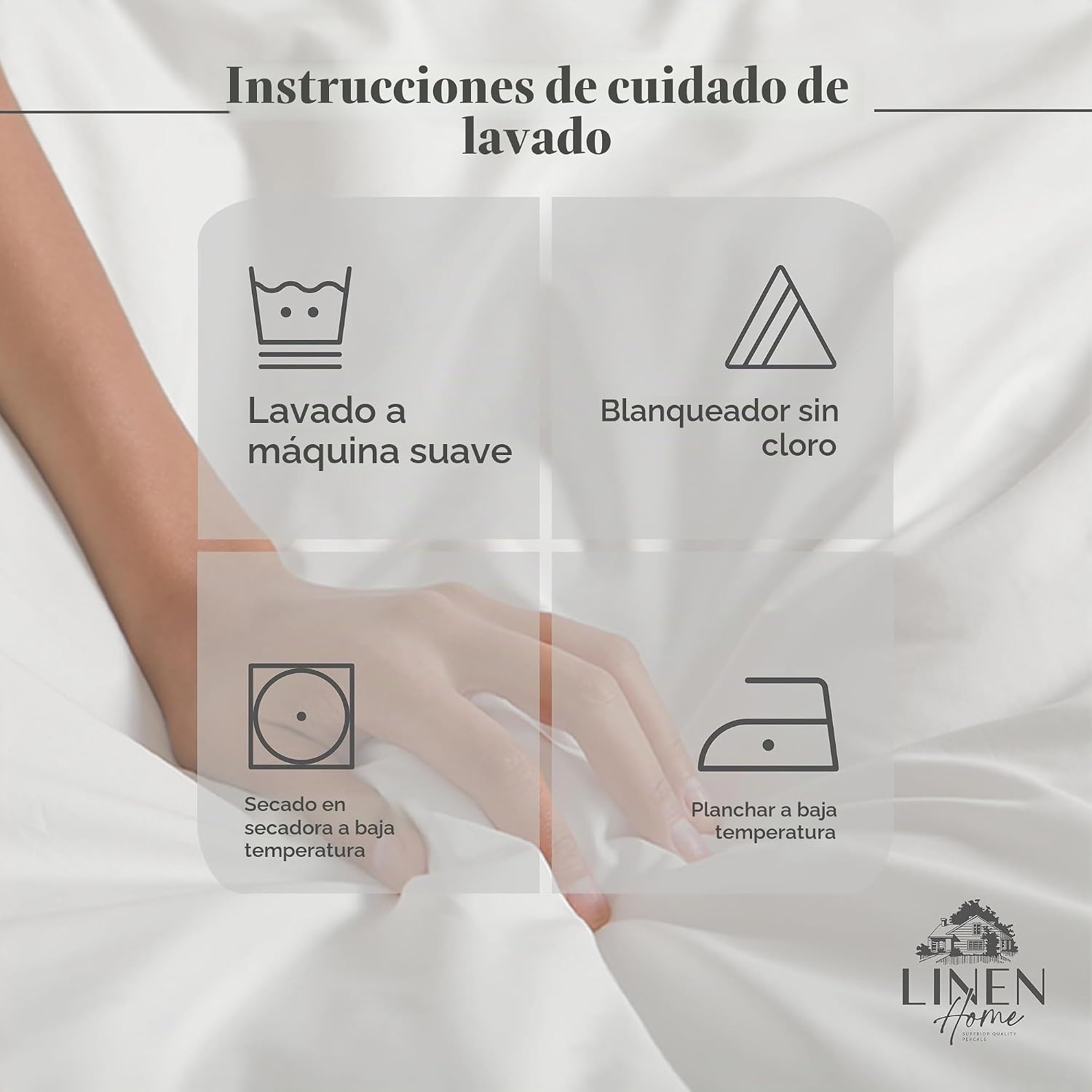JUEGO DE SÁBANAS LINEN HOME KING 100% ALGODÓN PERCAL 4 PIEZAS PLATEADO - 5