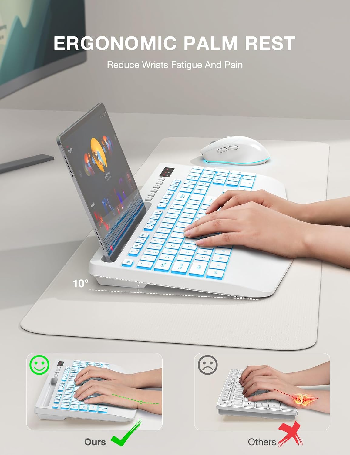 TECLADO INALÁMBRICO SABLUTE CON RETROILUMINACIÓN DE 7 COLORES Y REPOSAMUÑECAS - 3