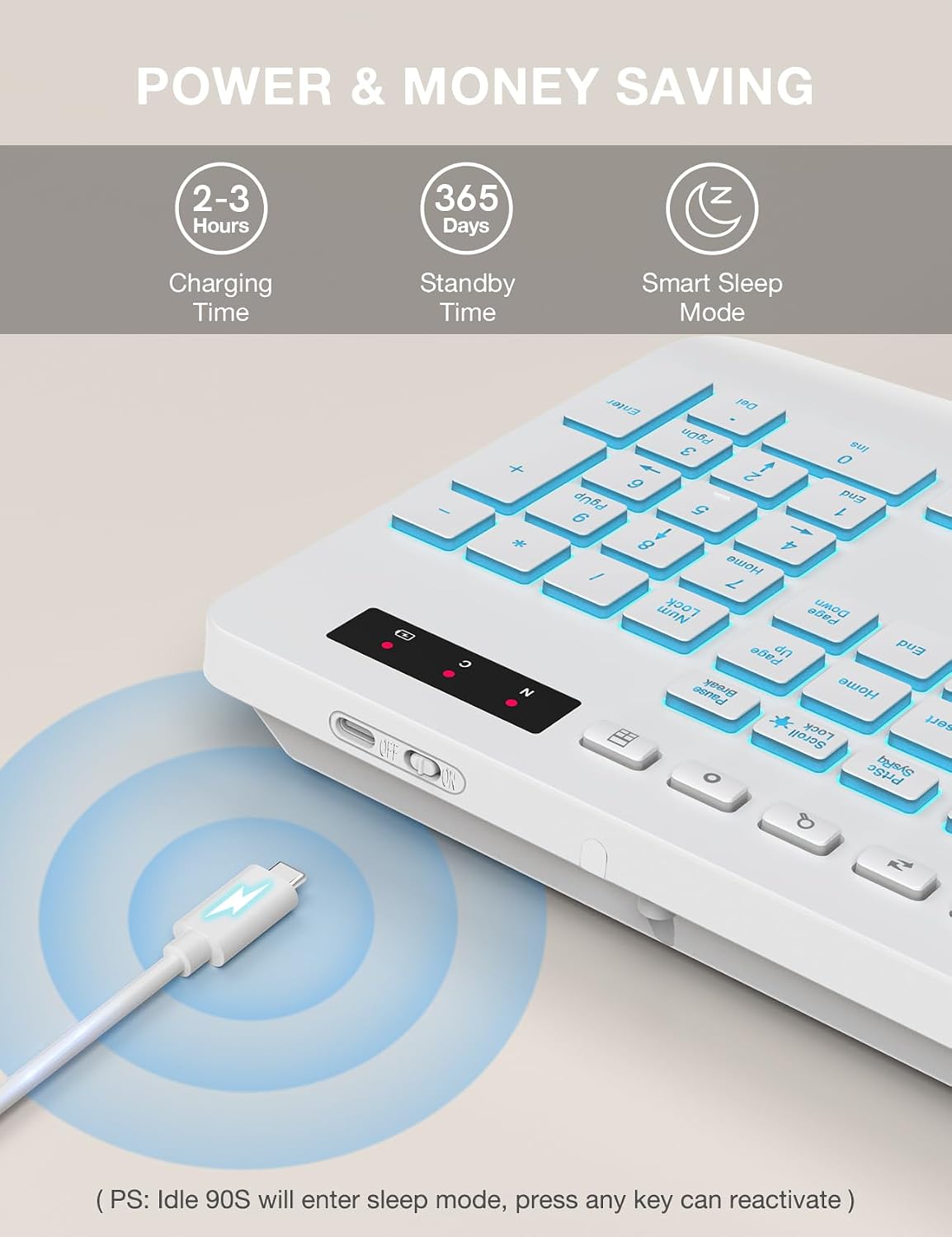 TECLADO INALÁMBRICO SABLUTE CON RETROILUMINACIÓN DE 7 COLORES Y REPOSAMUÑECAS - 5