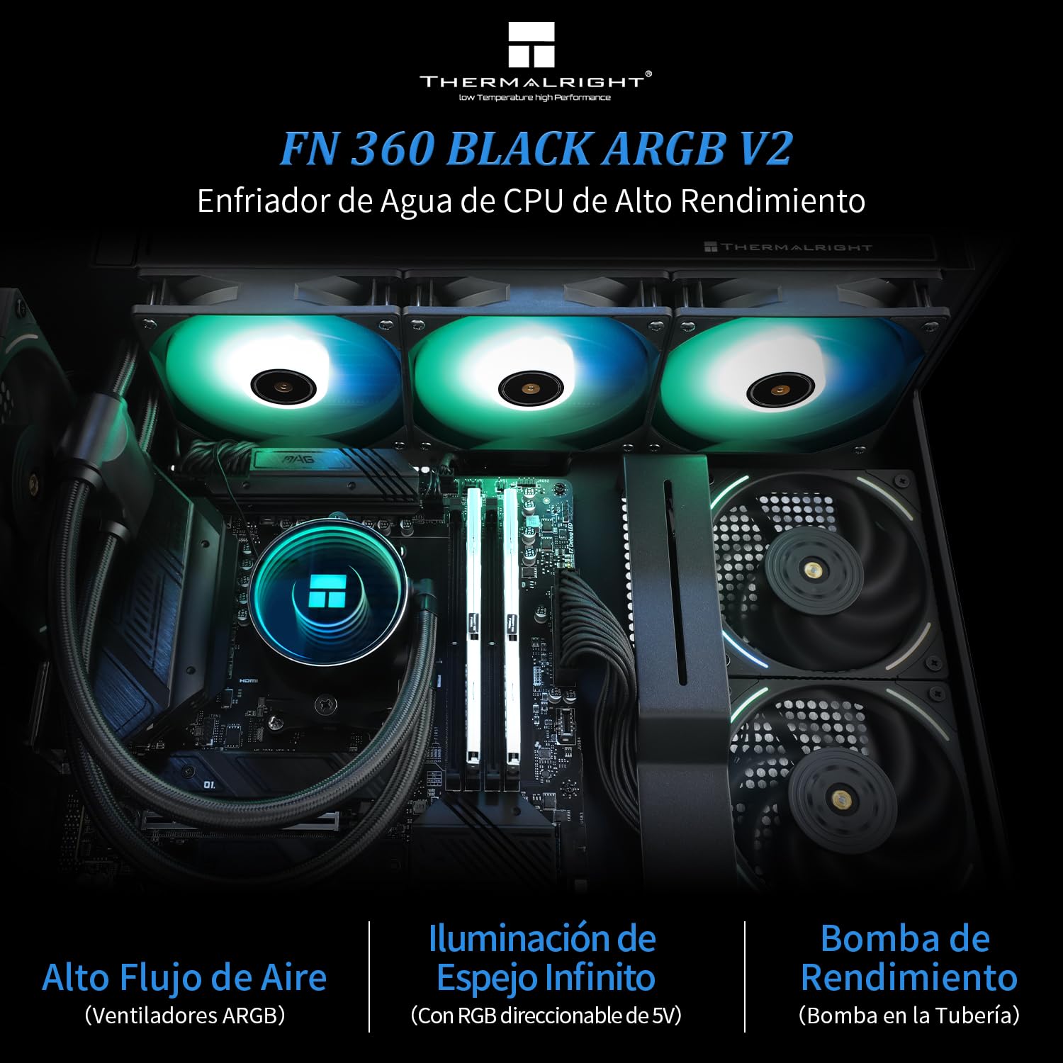 ENFRIADOR LÍQUIDO PARA CPU THERMALRIGHT FROZEN NOTTE 360 BLACK ARGB V2 - 2