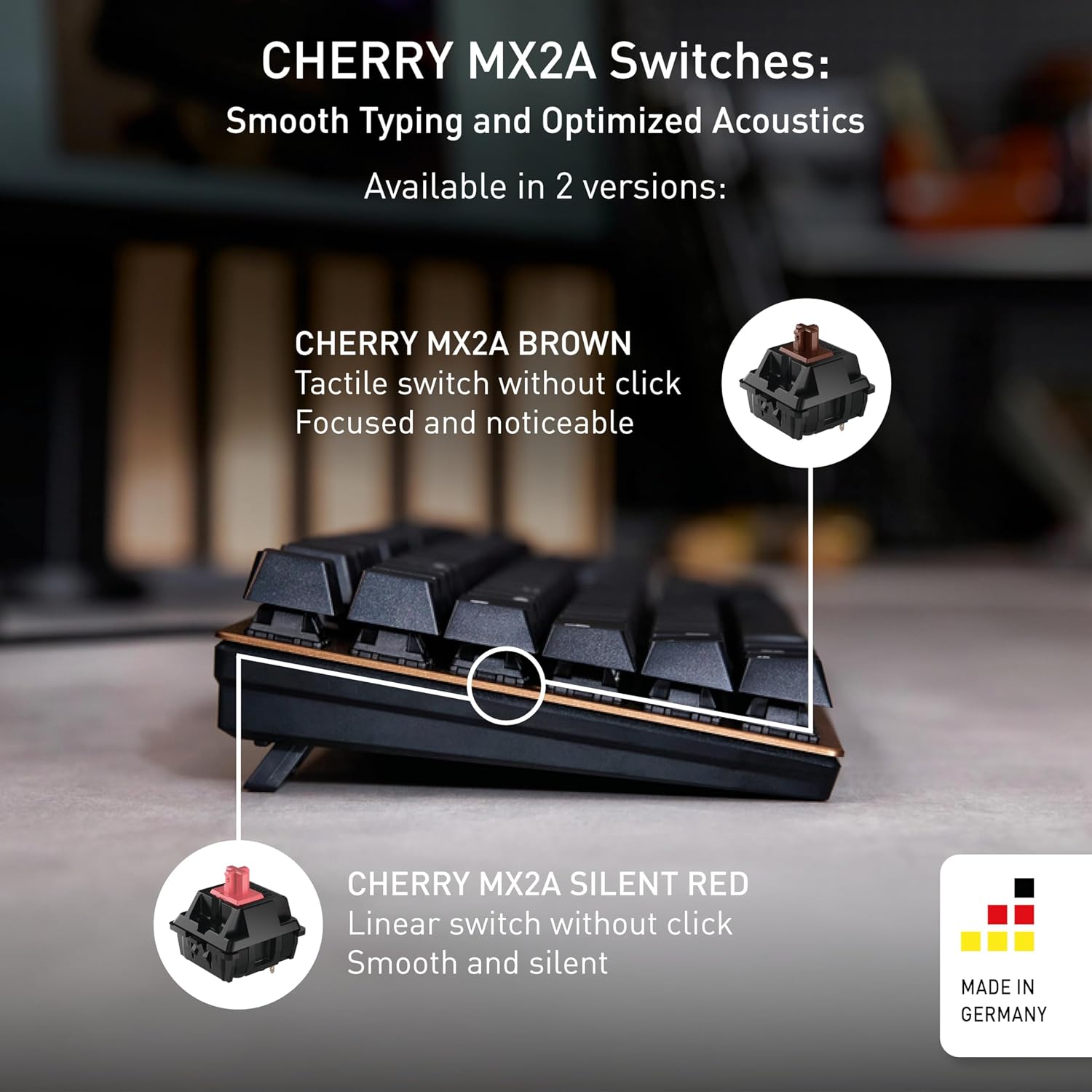TECLADO MECÁNICO CHERRY KC 200 MX CON SWITCHES SILENT RED - 2
