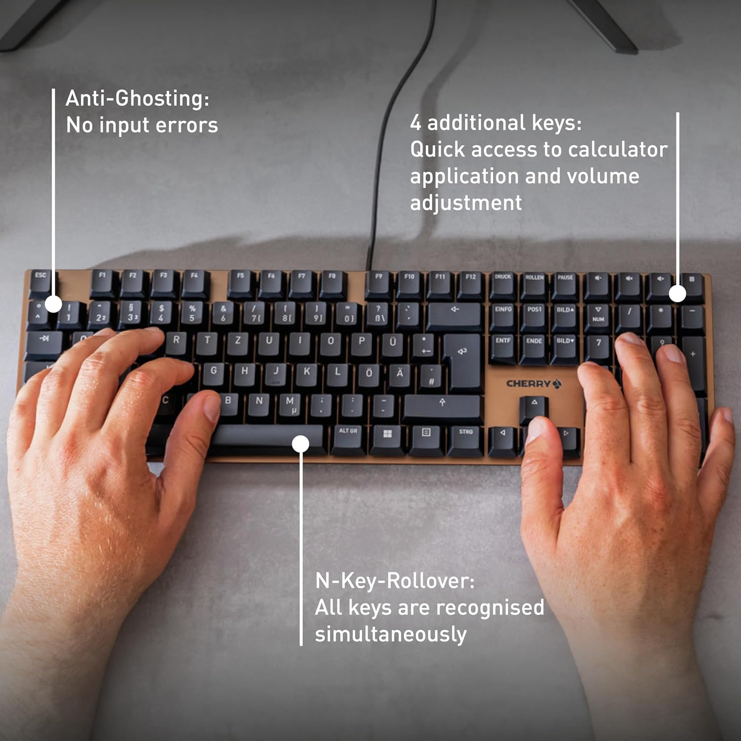 TECLADO MECÁNICO CHERRY KC 200 MX CON SWITCHES SILENT RED - 5