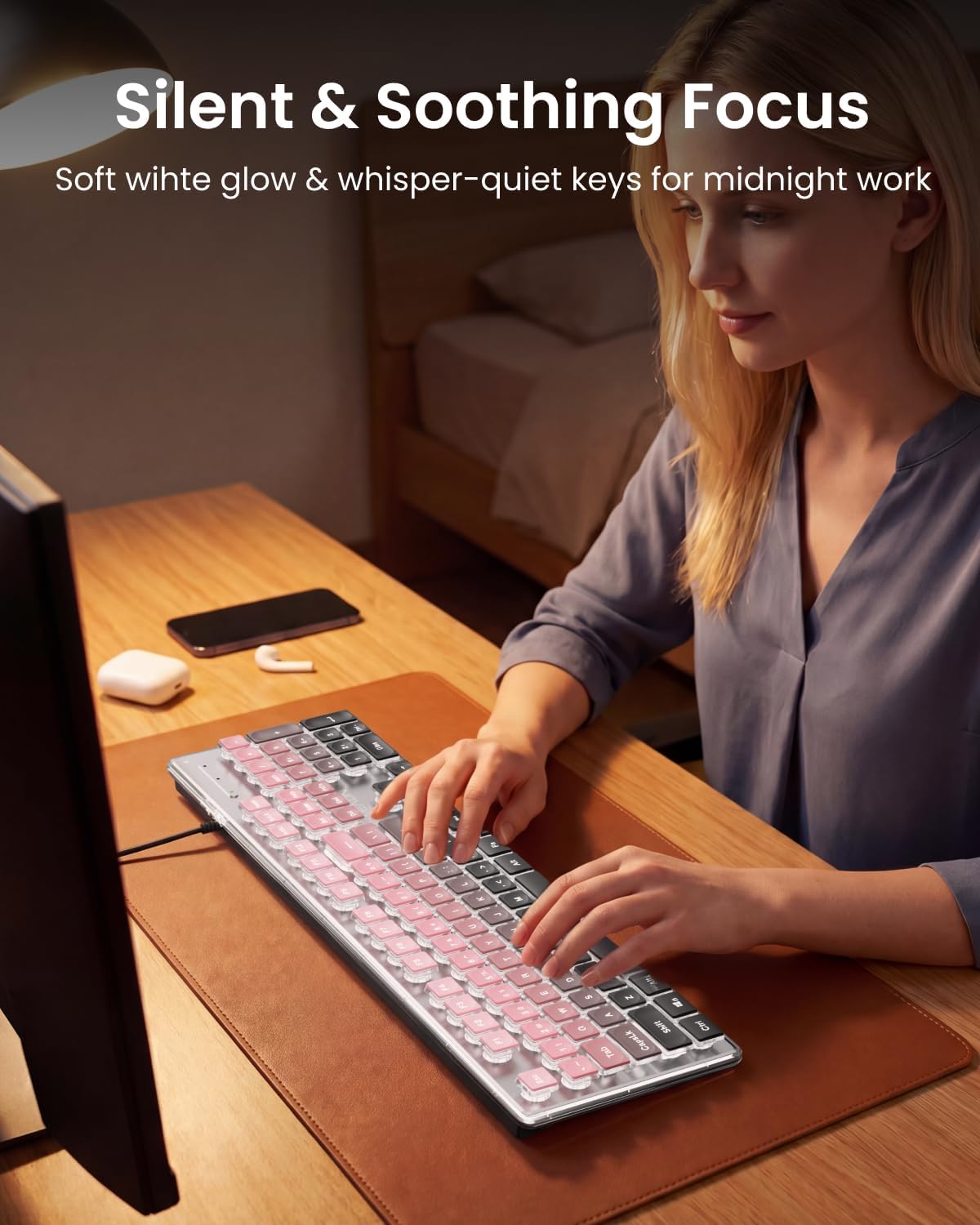 TECLADO CON CABLE SEUNKWANG GX710S RETROILUMINADO BLANCO OMBRÉ NEGRO - 5