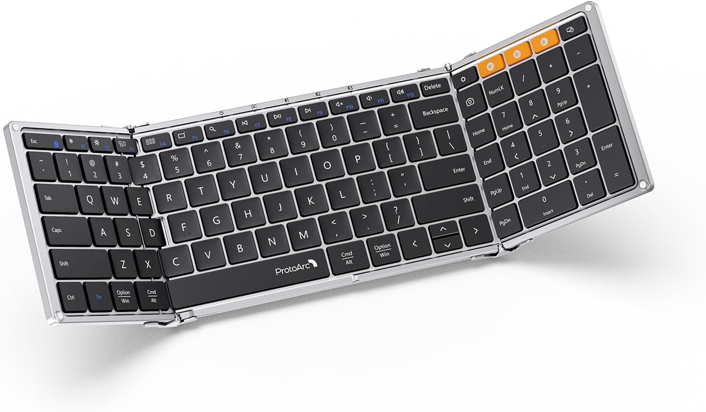 TECLADO BLUETOOTH PLEGABLE PROTOARC XK01 FULL-SIZE PLATA - 1