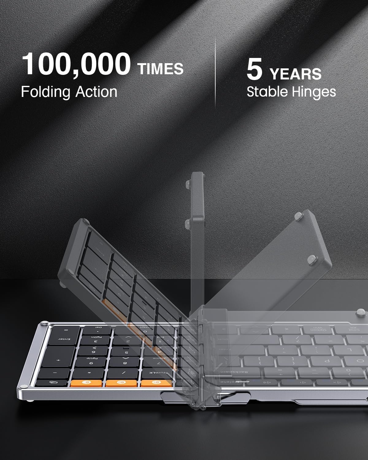 TECLADO BLUETOOTH PLEGABLE PROTOARC XK01 FULL-SIZE PLATA - 3