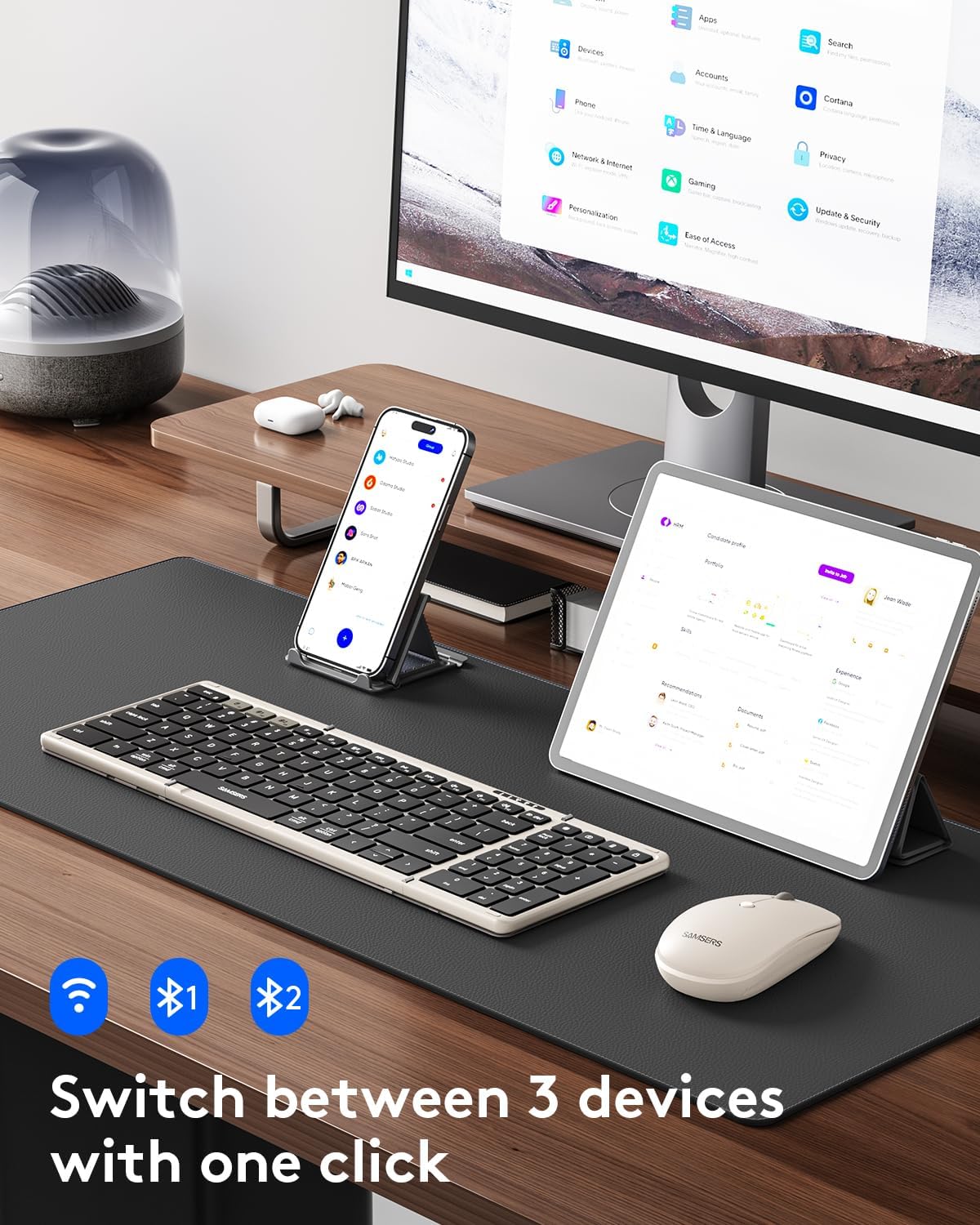 KIT DE TECLADO Y MOUSE PLEGABLE SAMSERS KM01 BLUETOOTH 2.4G STARLIGHT - 2