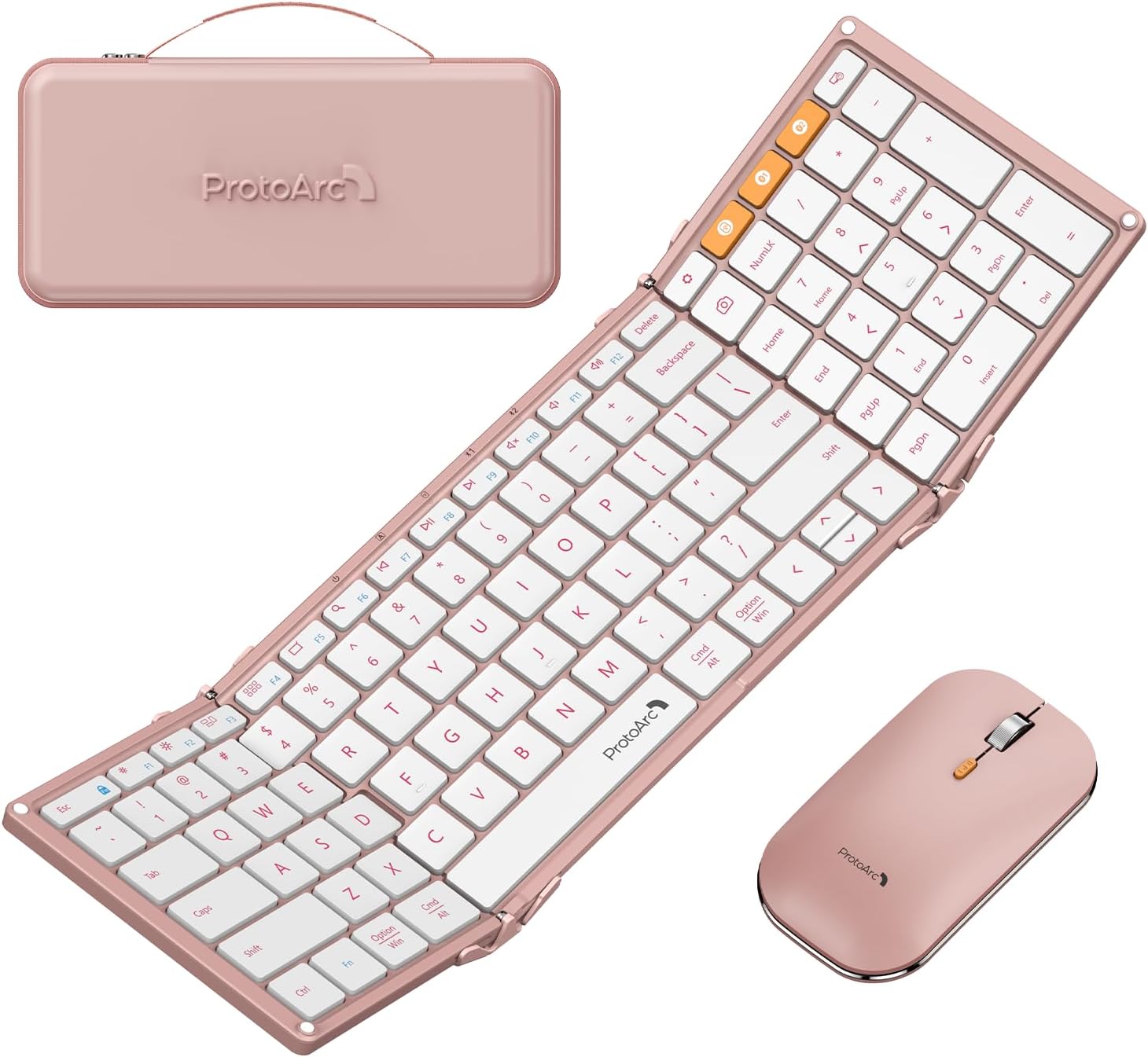 KIT DE TECLADO Y MOUSE PLEGABLE PROTOARC XKM01 TAMAÑO COMPLETO COLOR ROSA - 1