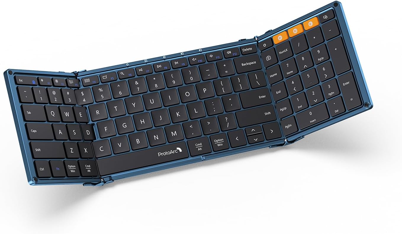 TECLADO PLEGABLE BLUETOOTH PROTOARC XK01 FULL-SIZE AZUL - 1