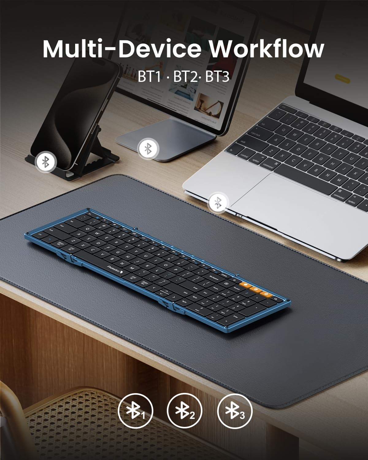 TECLADO PLEGABLE BLUETOOTH PROTOARC XK01 FULL-SIZE AZUL - 4