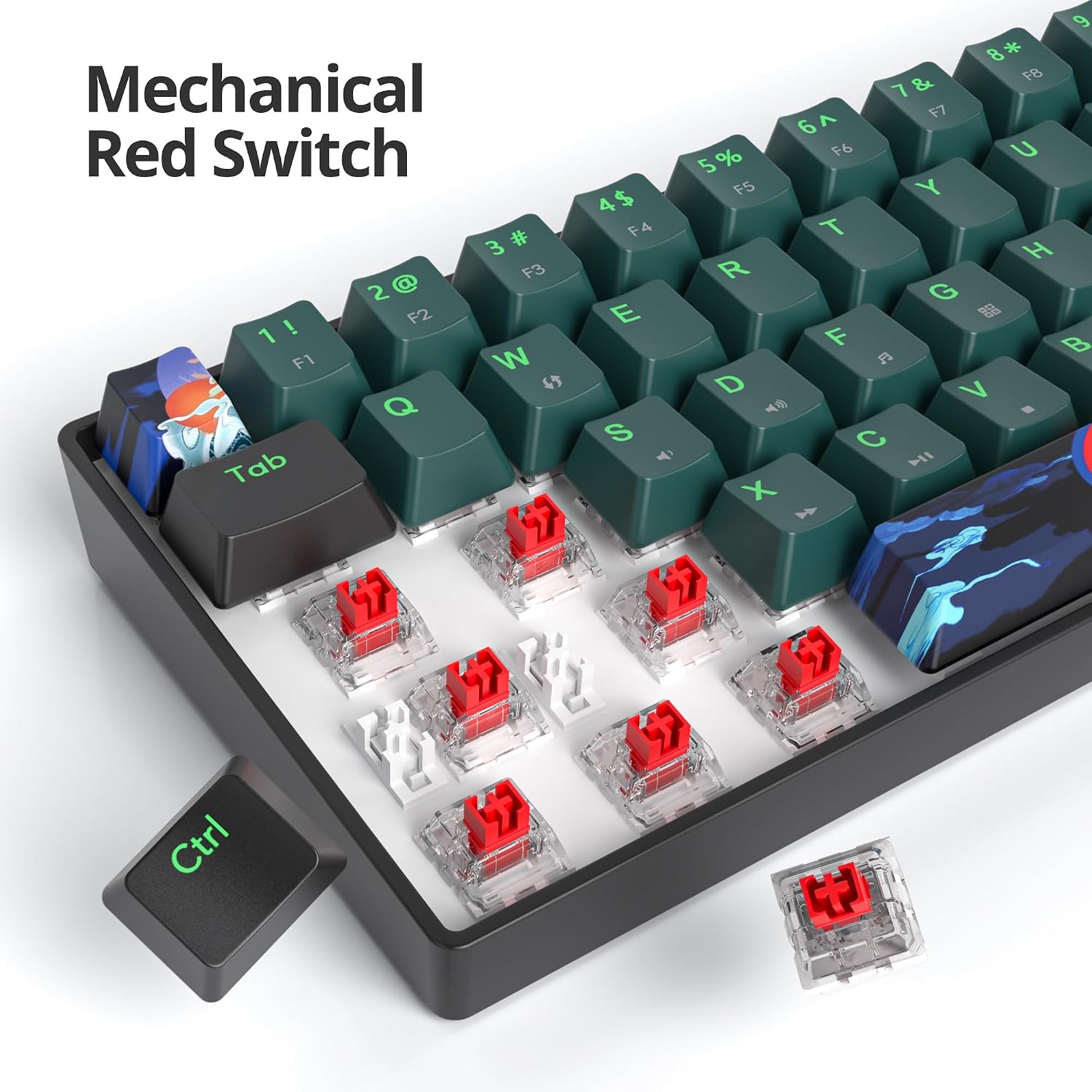 TECLADO MECÁNICO CABLEADO OWPKEENTHY 60% ICE BLUE - 2