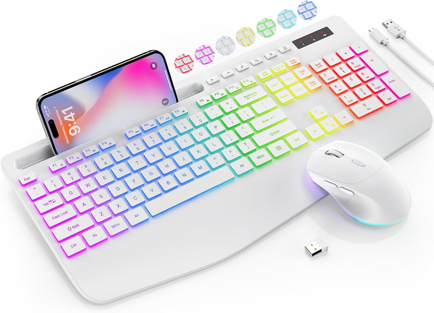 KIT INALÁMBRICO TECLADO Y MOUSE SABLUTE KL3 PRO RGB 2.4GHZ - 1