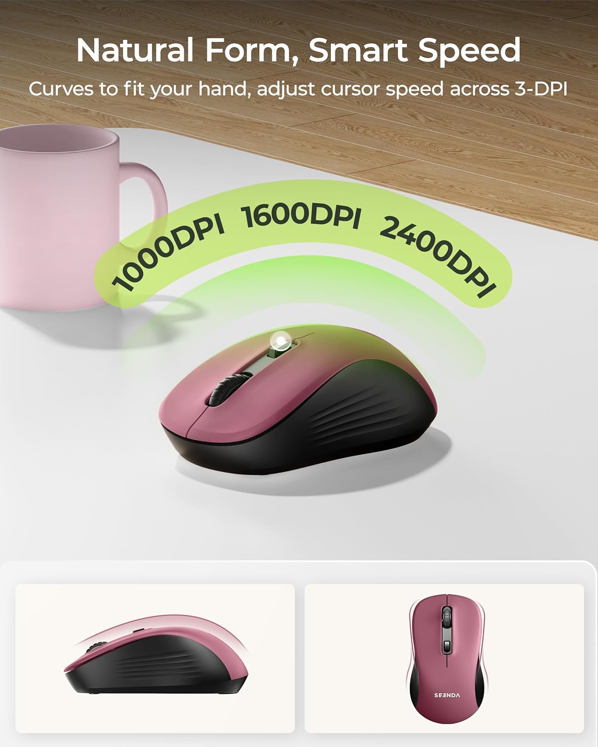 KIT INALÁMBRICO SEENDA COE200 TECLADO Y MOUSE BLUETOOTH CON REPOSAMUÑECAS - 5