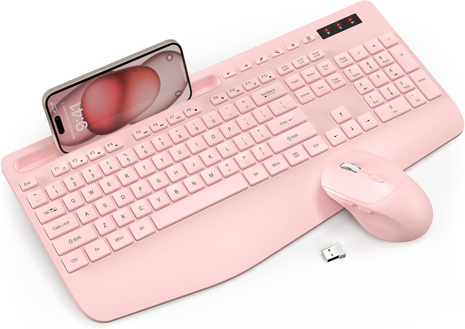KIT INALÁMBRICO DE TECLADO Y MOUSE TRUEQUE CON TECLADO ERGONÓMICO Y SOPORTE PARA CELULAR - 1