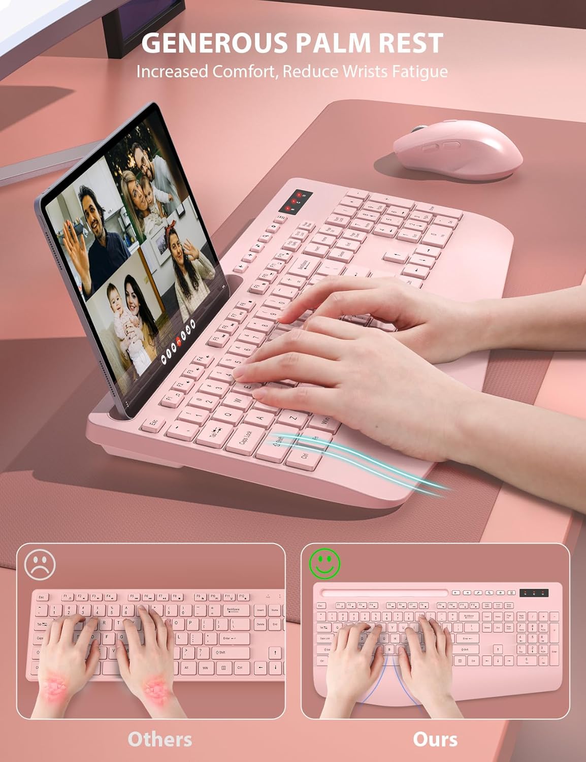 KIT INALÁMBRICO DE TECLADO Y MOUSE TRUEQUE CON TECLADO ERGONÓMICO Y SOPORTE PARA CELULAR - 2
