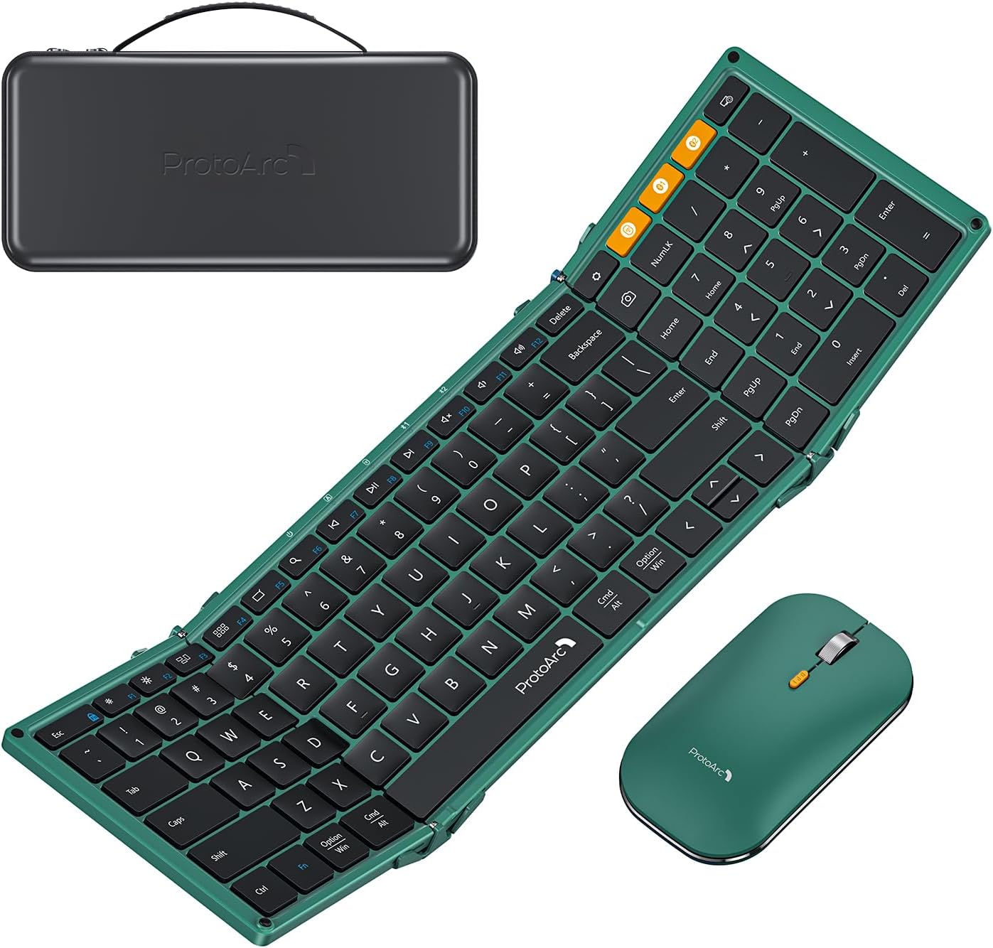 KIT DE TECLADO Y MOUSE PLEGABLE PROTOARC XKM01 TAMAÑO COMPLETO VERDE - 1
