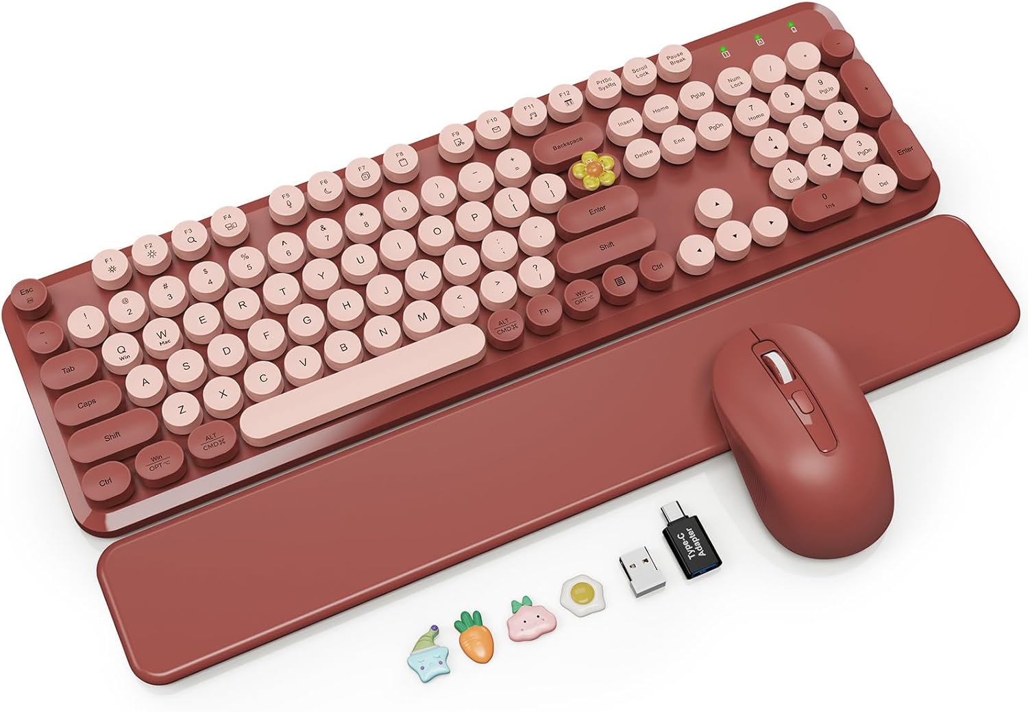 KIT INALÁMBRICO TECLADO Y MOUSE SABLUTE WINE RED CON REPOSAMUÑECAS MAGNÉTICO - 1