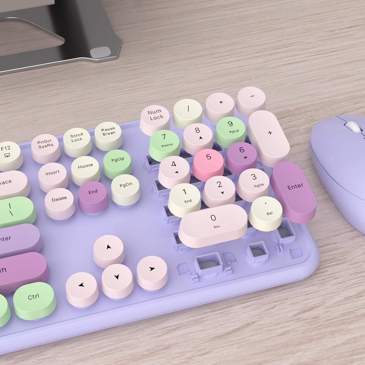 KIT DE TECLADO Y MOUSE INALÁMBRICO UBOTIE COLORIDO MORADO - 4