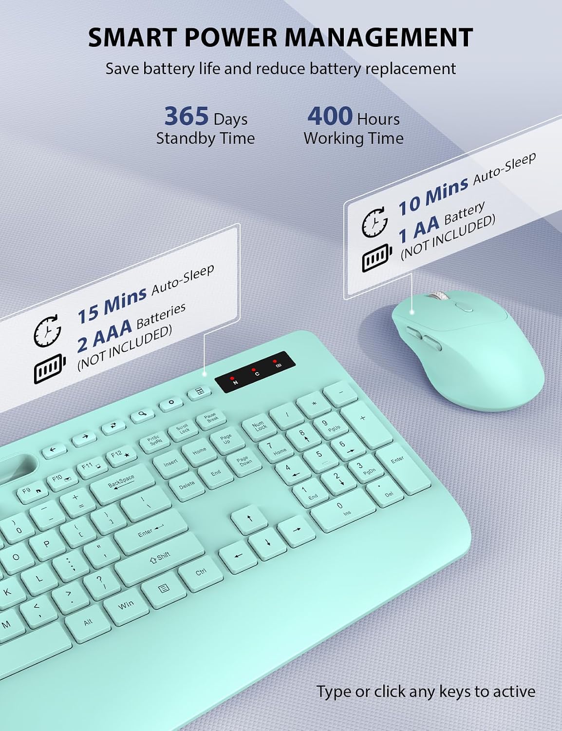 KIT INALÁMBRICO DE TECLADO Y MOUSE TRUEQUE VERDE CON REPOSAMUÑECAS Y SOPORTE PARA CELULAR - 5