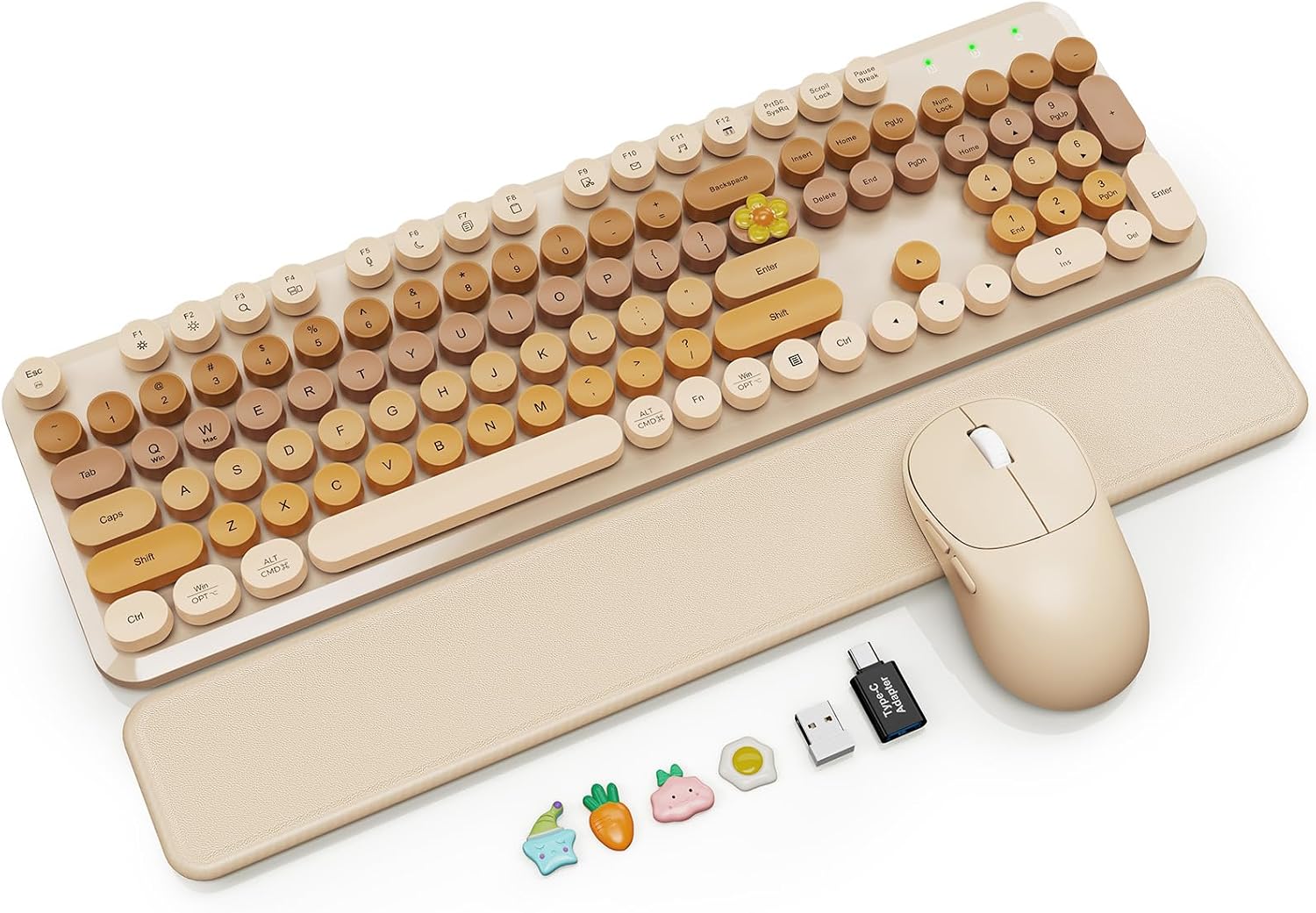 KIT INALÁMBRICO DE TECLADO Y MOUSE SABLUTE BEIGE CON REPOSAMUÑECAS MAGNÉTICO - 1
