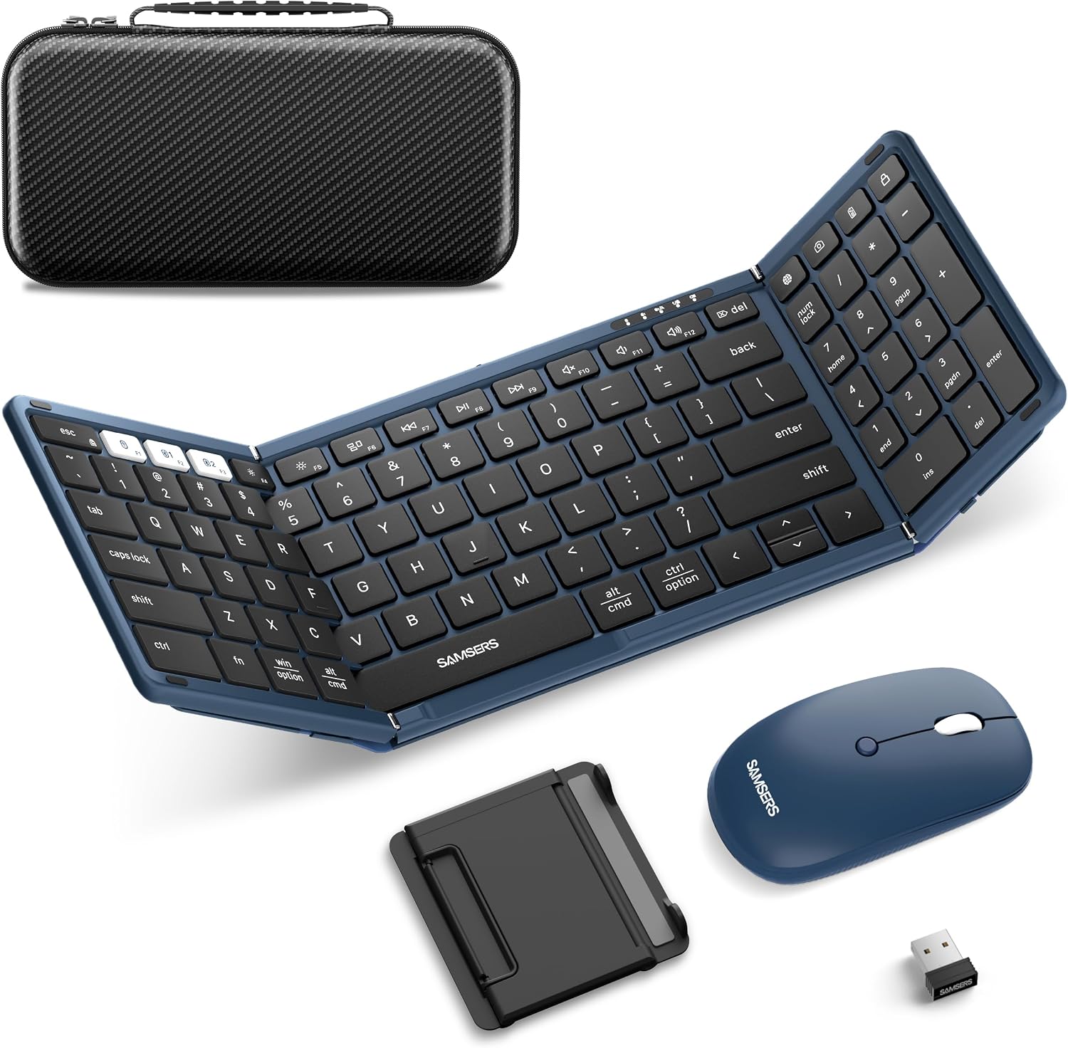KIT DE TECLADO Y MOUSE PLEGABLE SAMSERS KM01 BLUETOOTH 2.4G OCEAN BLUE - 1