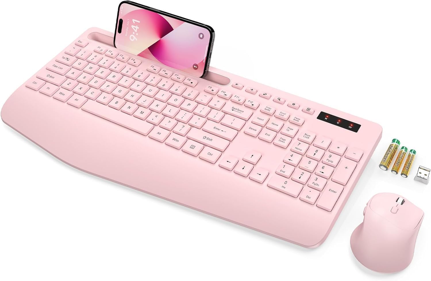KIT INALÁMBRICO TECLADO Y MOUSE SABLUTE KM23D CON REPOSAMUÑECAS ERGONÓMICO - 1