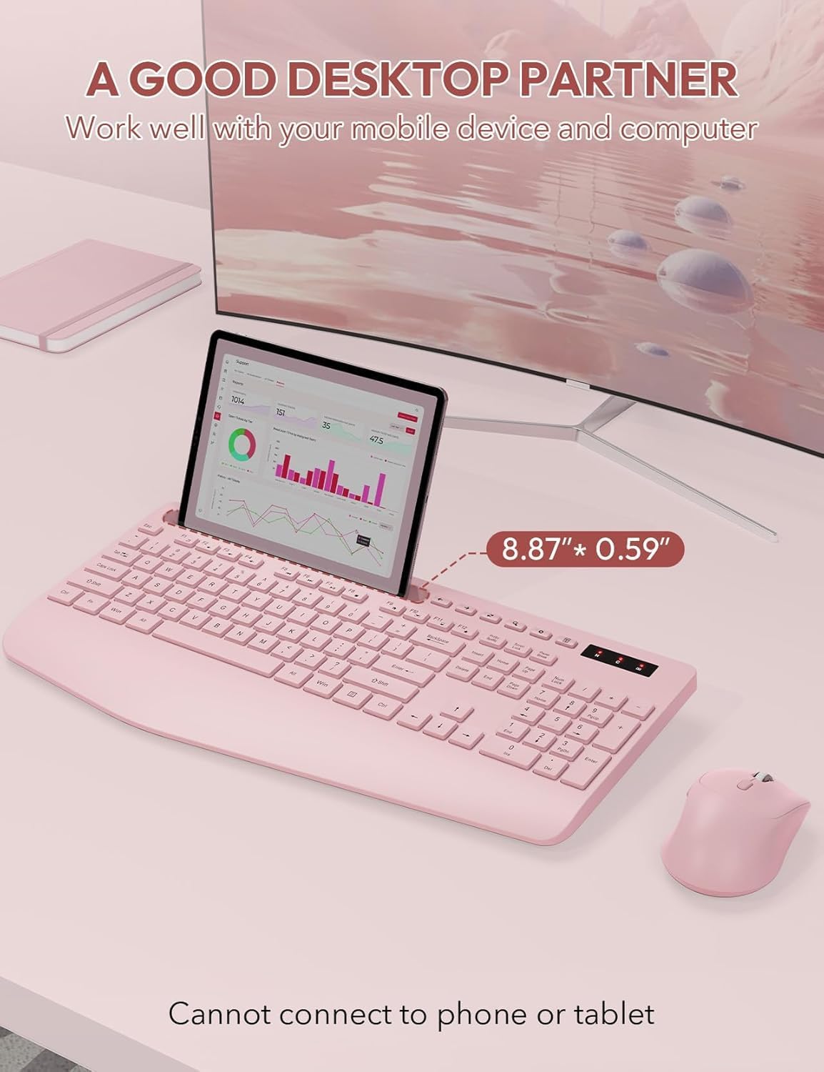 KIT INALÁMBRICO TECLADO Y MOUSE SABLUTE KM23D CON REPOSAMUÑECAS ERGONÓMICO - 3