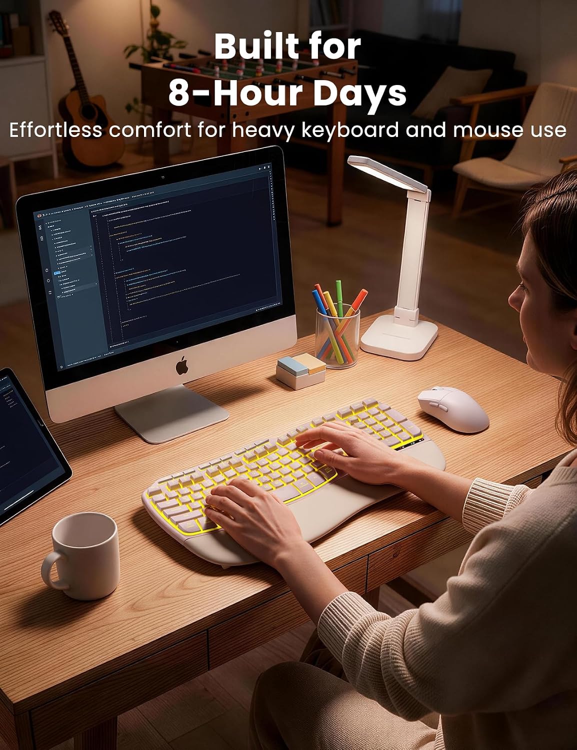 KIT DE TECLADO Y MOUSE INALÁMBRICO ERGONÓMICO SABLUTE ROSA RECARGABLE 4000MAH - 5