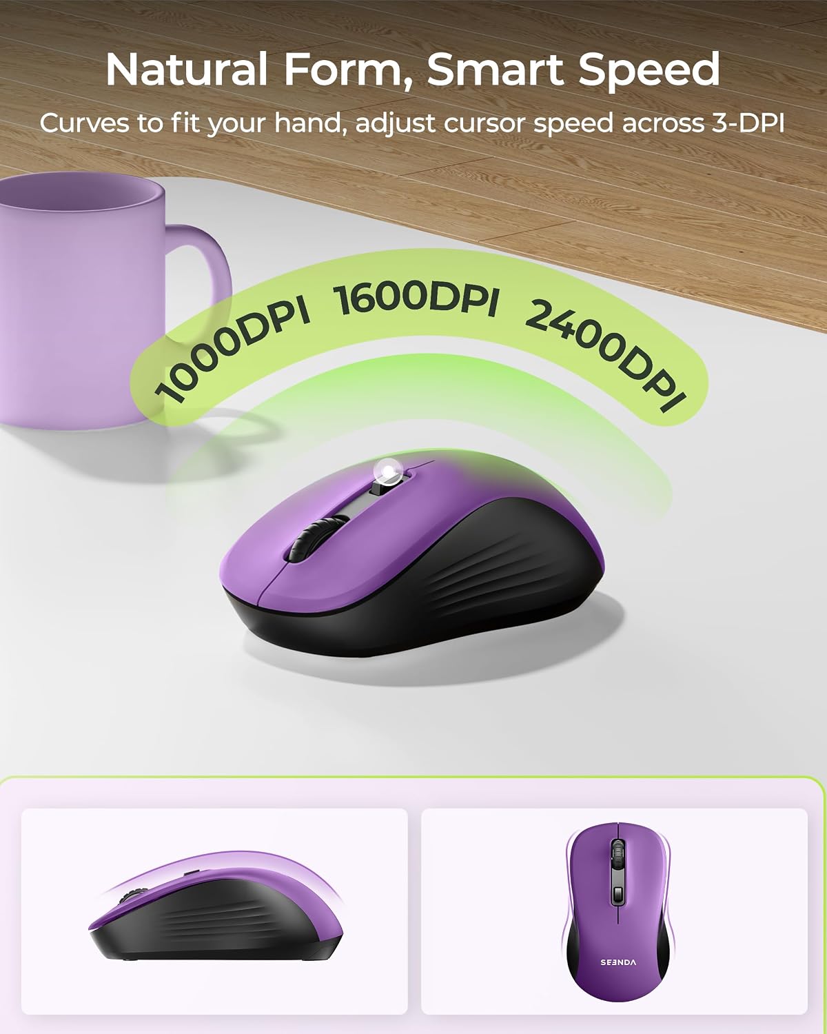 KIT INALÁMBRICO TECLADO Y MOUSE SEENDA COE200 BLUETOOTH CON REPOSAMUÑECAS - 5