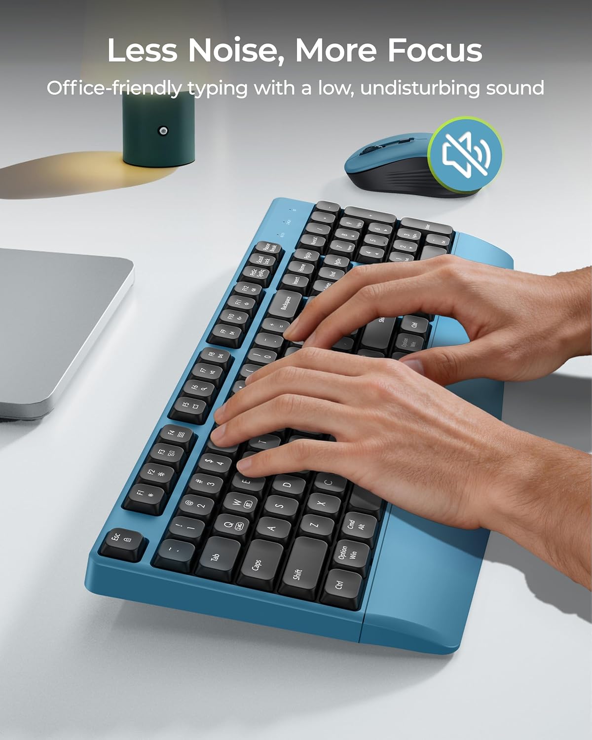 KIT INALÁMBRICO TECLADO Y MOUSE SEENDA COE200 BLUETOOTH CON REPOSAMUÑECAS - 3