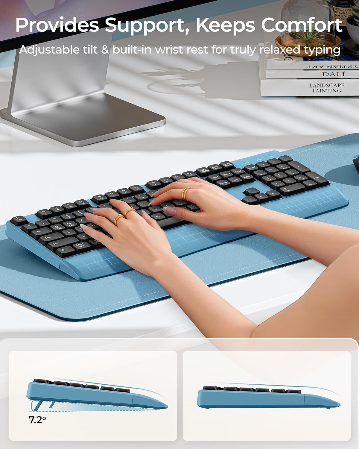 KIT INALÁMBRICO TECLADO Y MOUSE SEENDA COE200 BLUETOOTH CON REPOSAMUÑECAS - 4