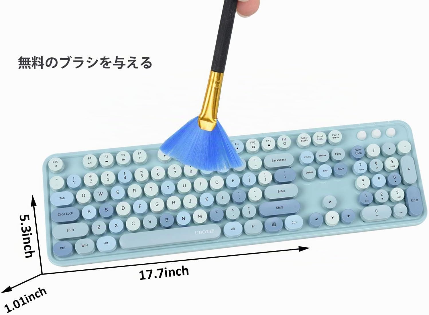 KIT DE TECLADO Y MOUSE INALÁMBRICO UBOTIE COLORIDO AZUL - 3