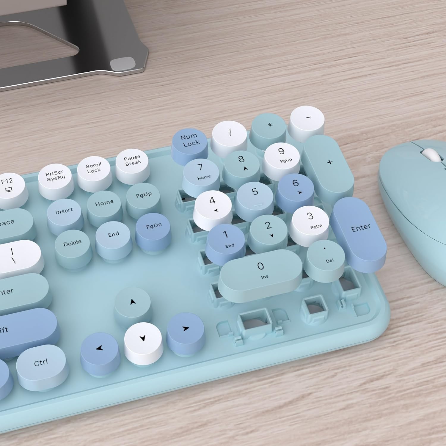 KIT DE TECLADO Y MOUSE INALÁMBRICO UBOTIE COLORIDO AZUL - 5