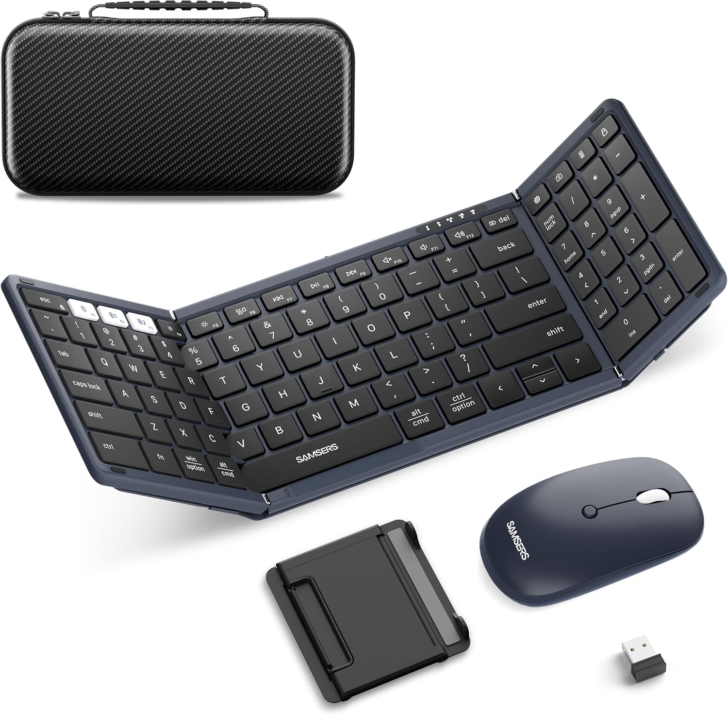 KIT DE TECLADO Y MOUSE PLEGABLE SAMSERS KM01 BLUETOOTH 2.4G FULL SIZE MIDNIGHT - 1