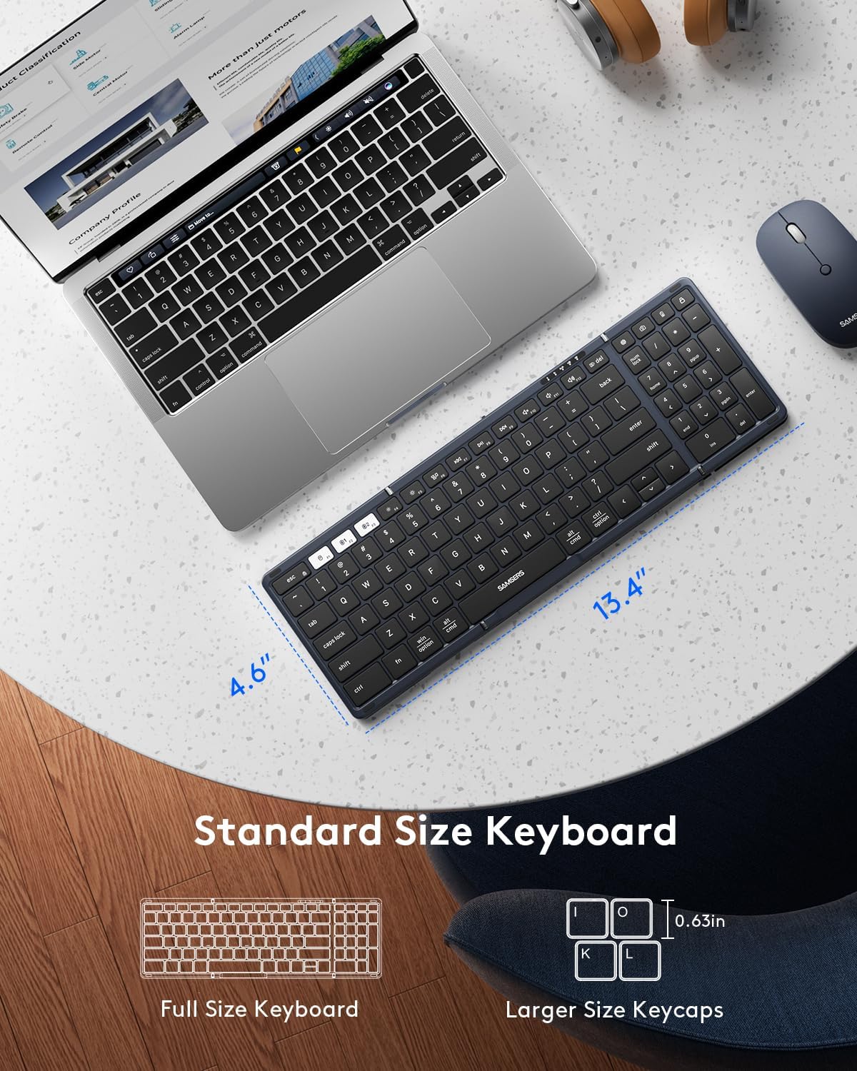 KIT DE TECLADO Y MOUSE PLEGABLE SAMSERS KM01 BLUETOOTH 2.4G FULL SIZE MIDNIGHT - 3