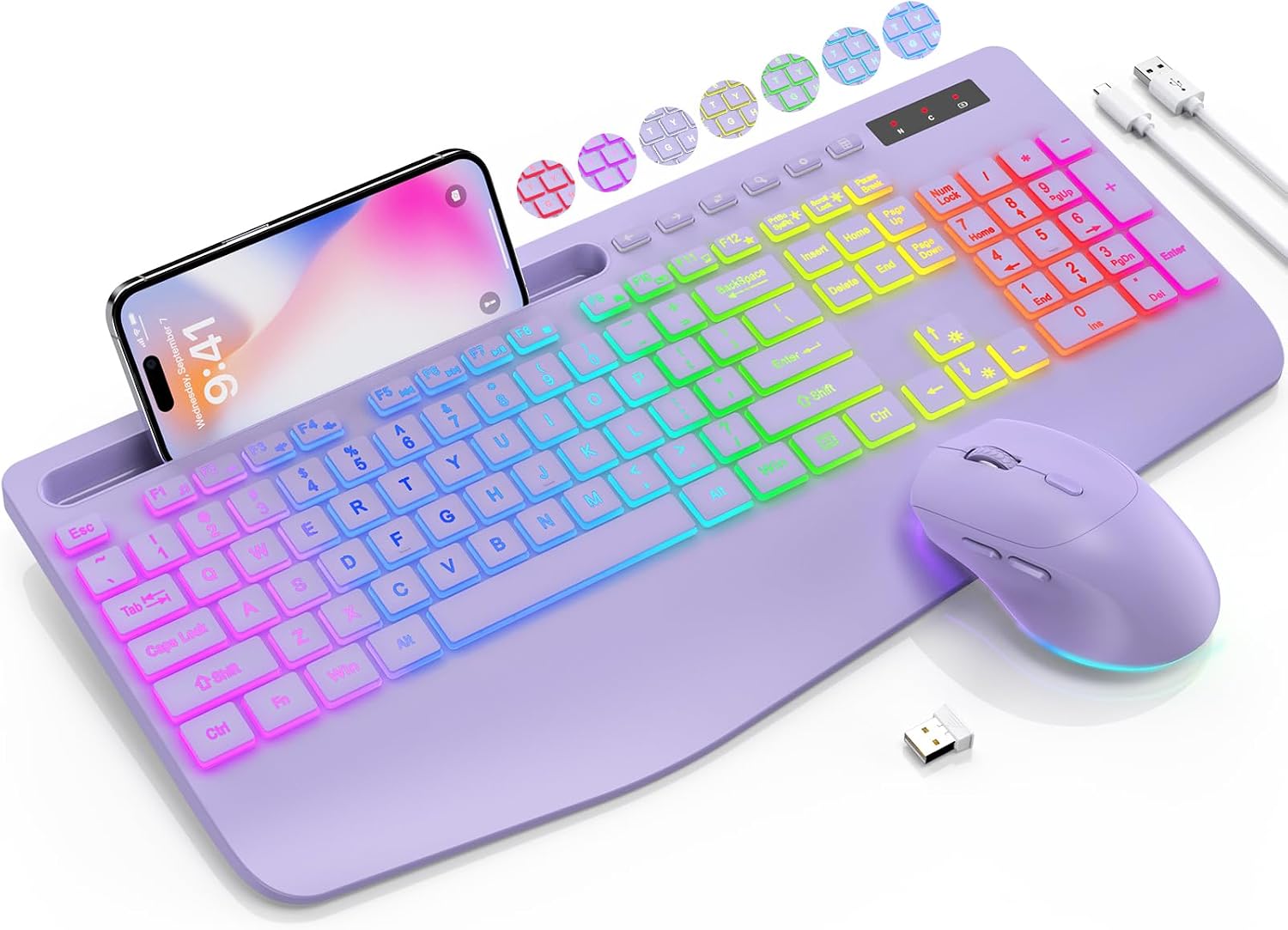 KIT INALÁMBRICO TECLADO Y MOUSE SABLUTE KL3 PRO NEGRO CON RETROILUMINACIÓN RGB - 1