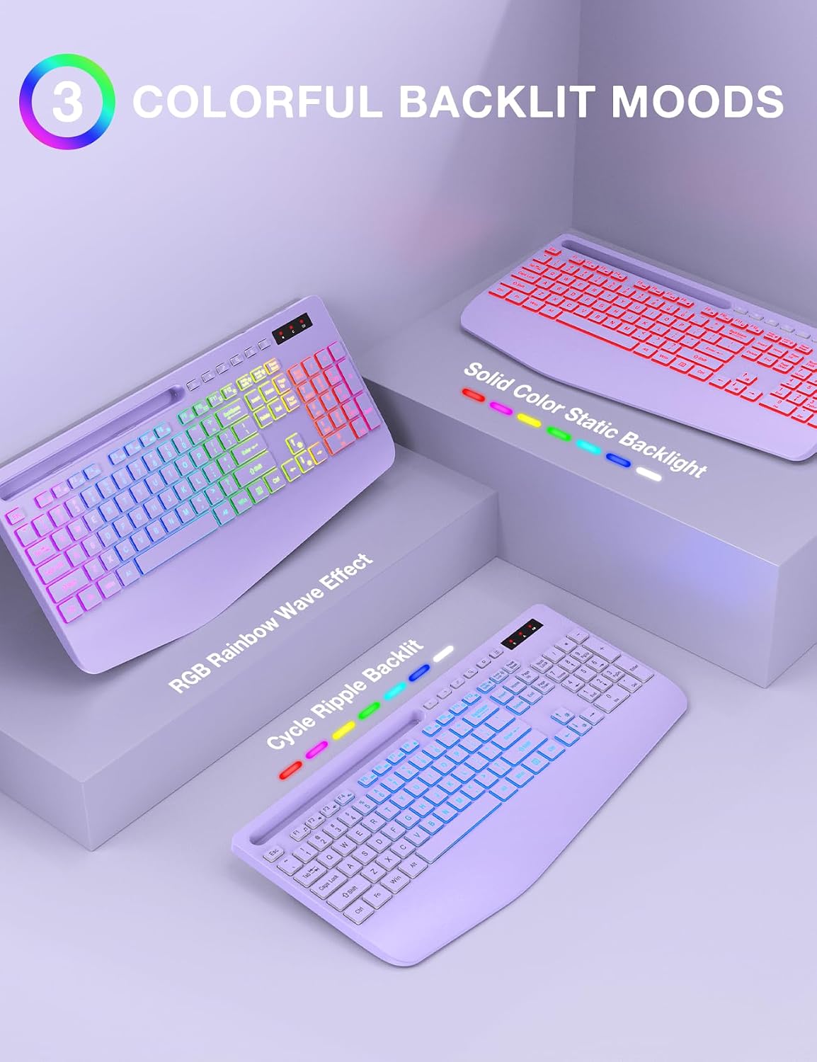 KIT INALÁMBRICO TECLADO Y MOUSE SABLUTE KL3 PRO NEGRO CON RETROILUMINACIÓN RGB - 2