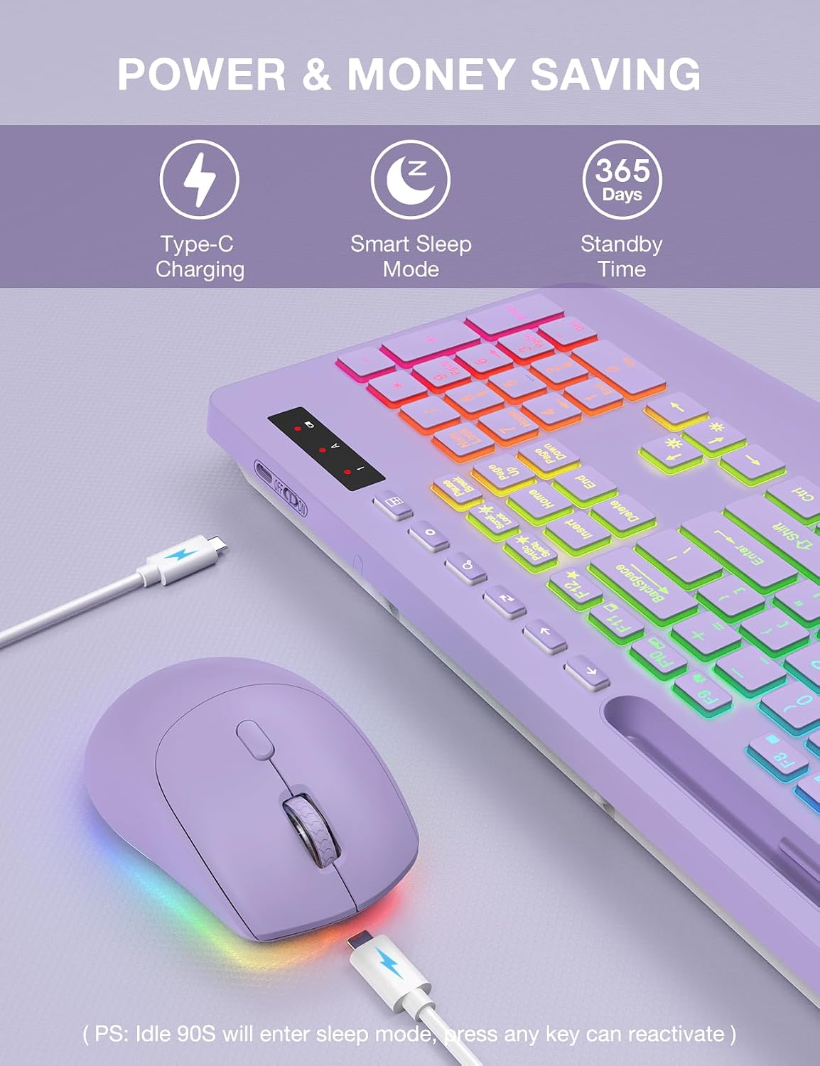 KIT INALÁMBRICO TECLADO Y MOUSE SABLUTE KL3 PRO NEGRO CON RETROILUMINACIÓN RGB - 4