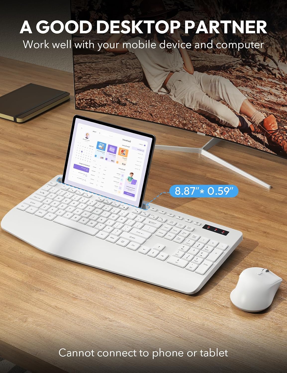 KIT INALÁMBRICO TECLADO Y MOUSE SABLUTE KM23D CON REPOSAMUÑECAS ERGONÓMICO - 3