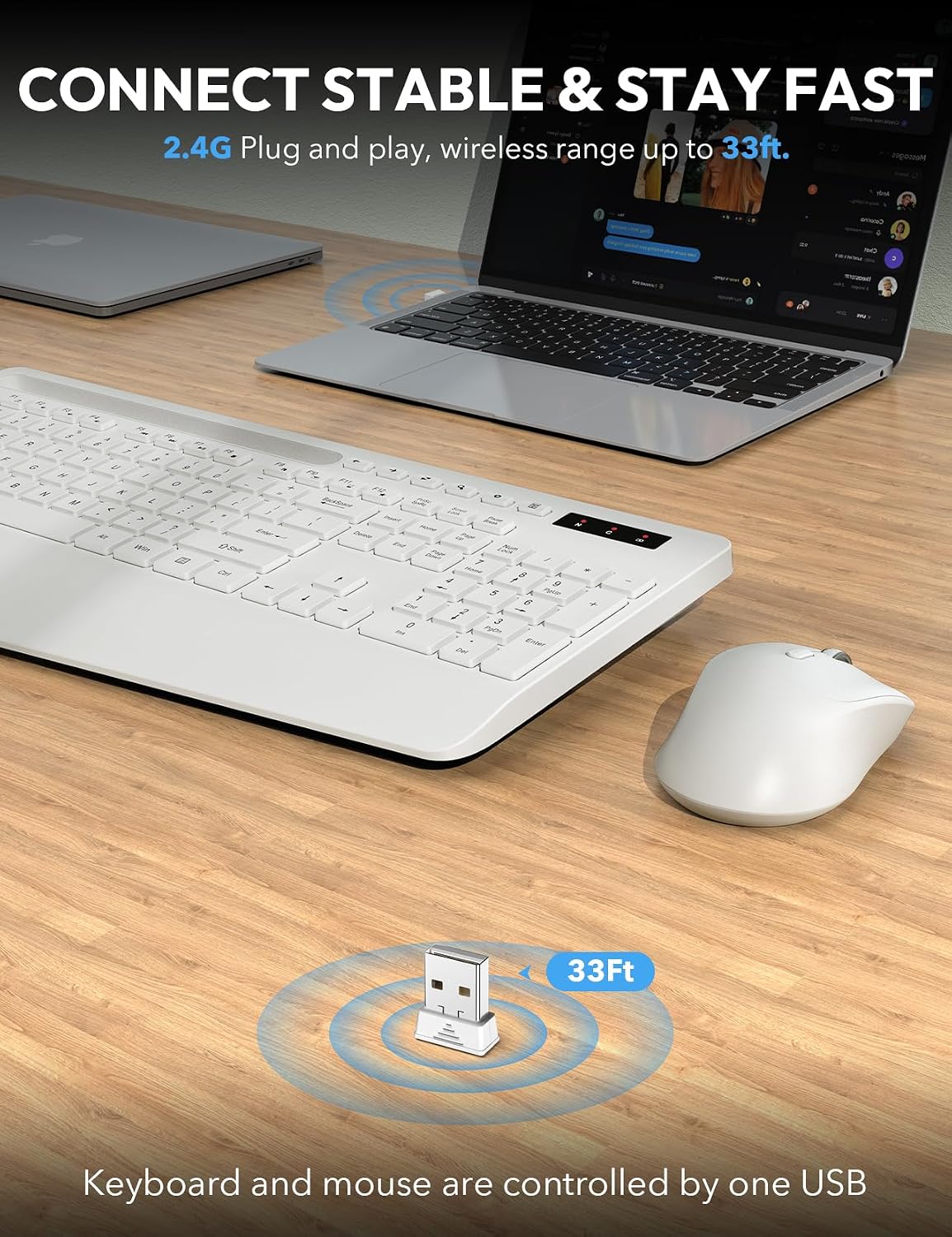 KIT INALÁMBRICO TECLADO Y MOUSE SABLUTE KM23D CON REPOSAMUÑECAS ERGONÓMICO - 4