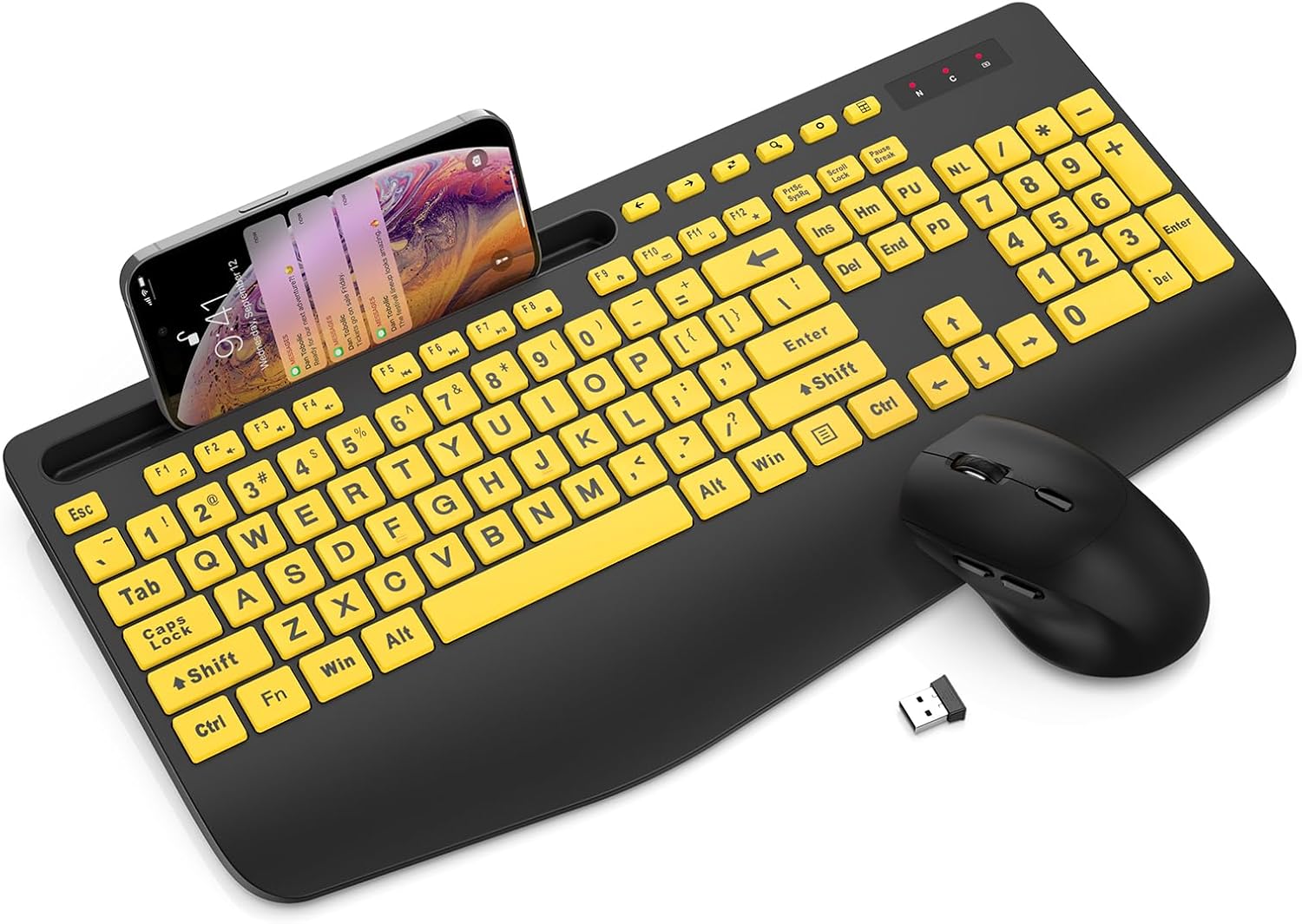 KIT INALÁMBRICO DE TECLADO Y MOUSE TRUEQUE CON TECLADO ERGONÓMICO Y LETRAS GRANDES - 1