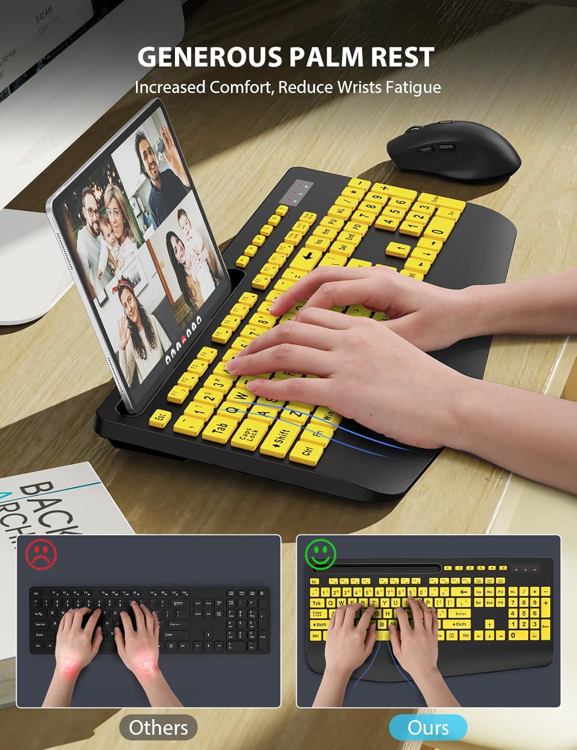 KIT INALÁMBRICO DE TECLADO Y MOUSE TRUEQUE CON TECLADO ERGONÓMICO Y LETRAS GRANDES - 3