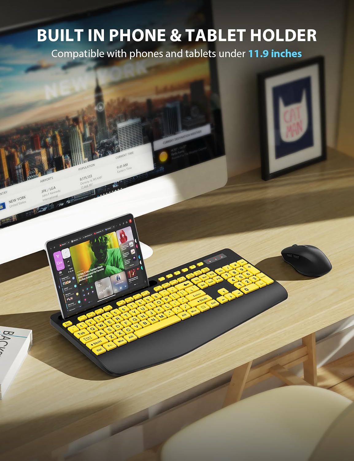 KIT INALÁMBRICO DE TECLADO Y MOUSE TRUEQUE CON TECLADO ERGONÓMICO Y LETRAS GRANDES - 4