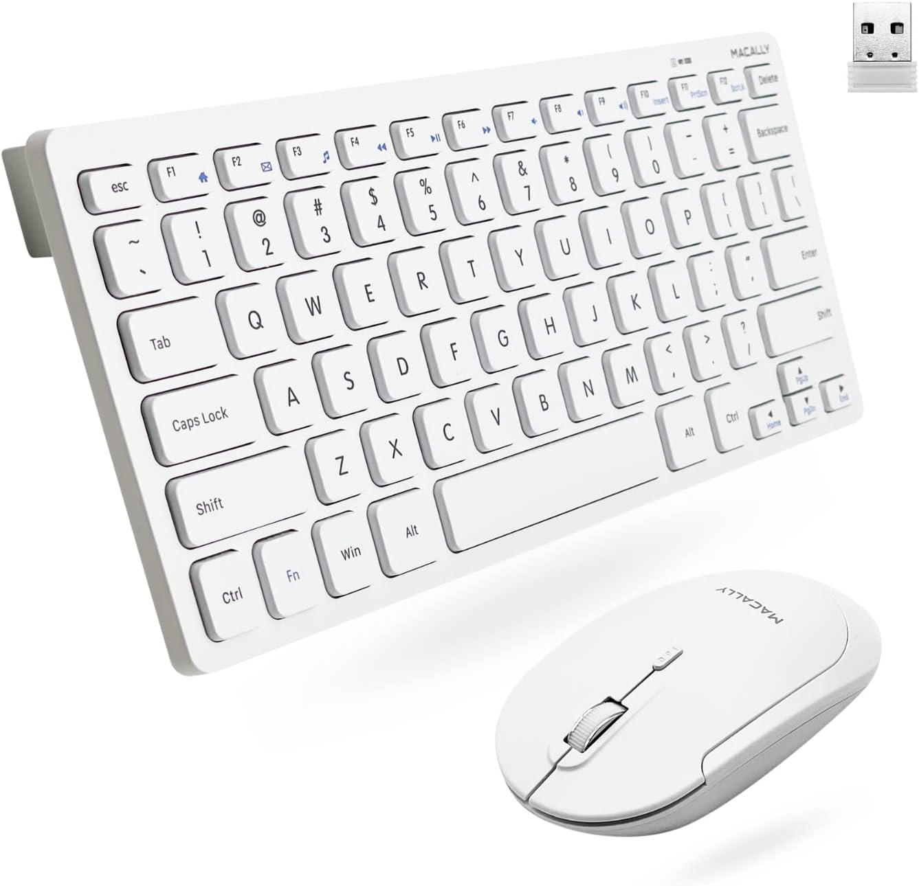 KIT DE TECLADO Y MOUSE INALÁMBRICO MACALLY BLANCO COMPACTO 78 TECLAS - 1